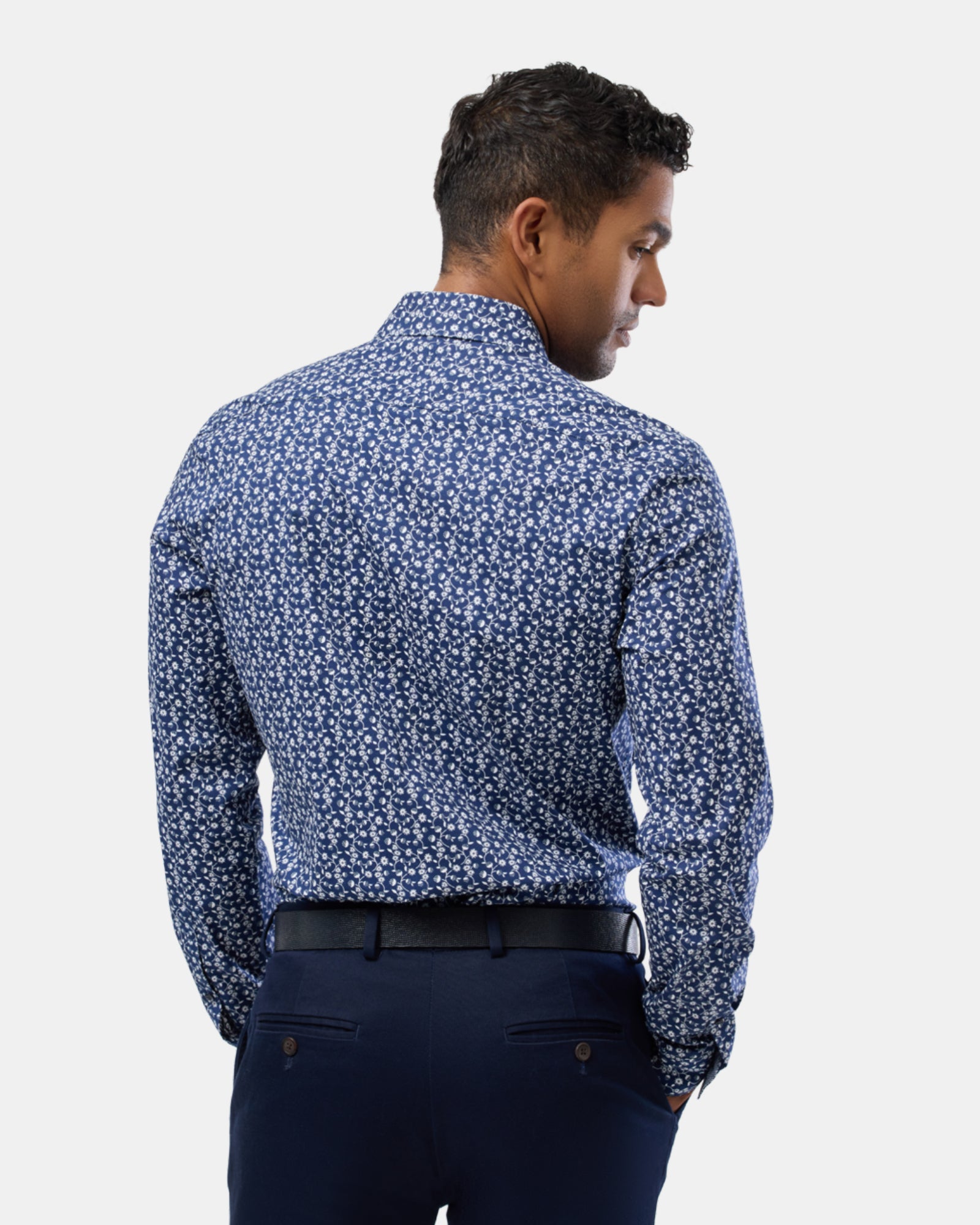 Abstract Floral Print Reg Fit Stretch Business Shirt