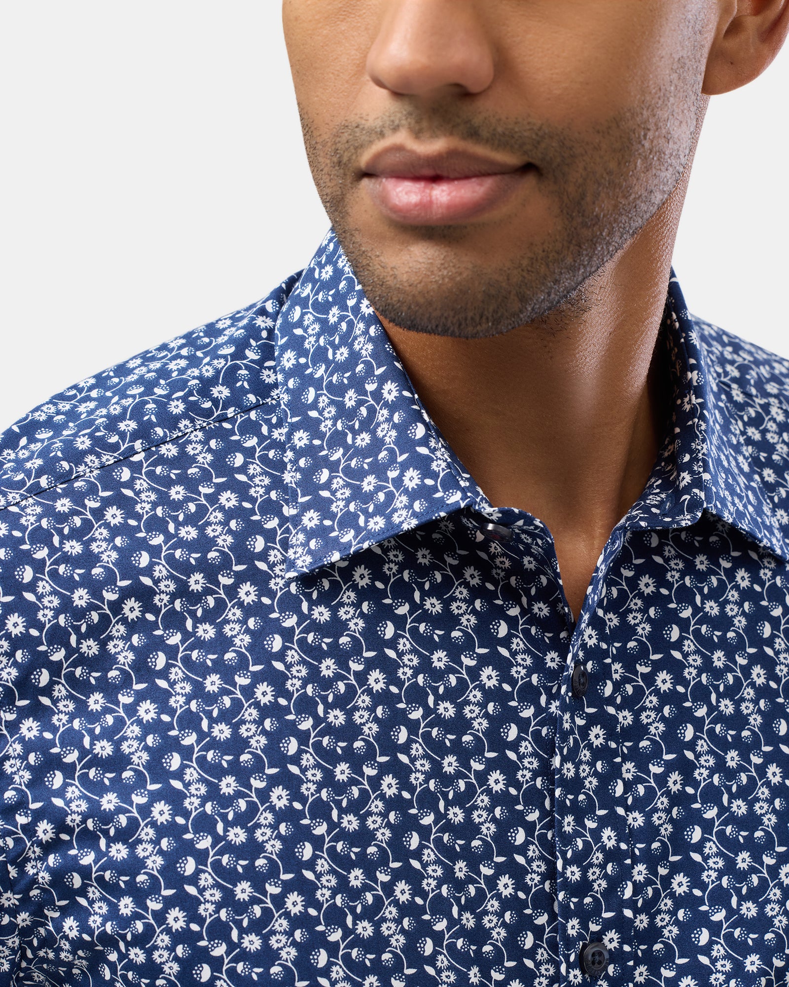 Abstract Floral Print Reg Fit Stretch Business Shirt