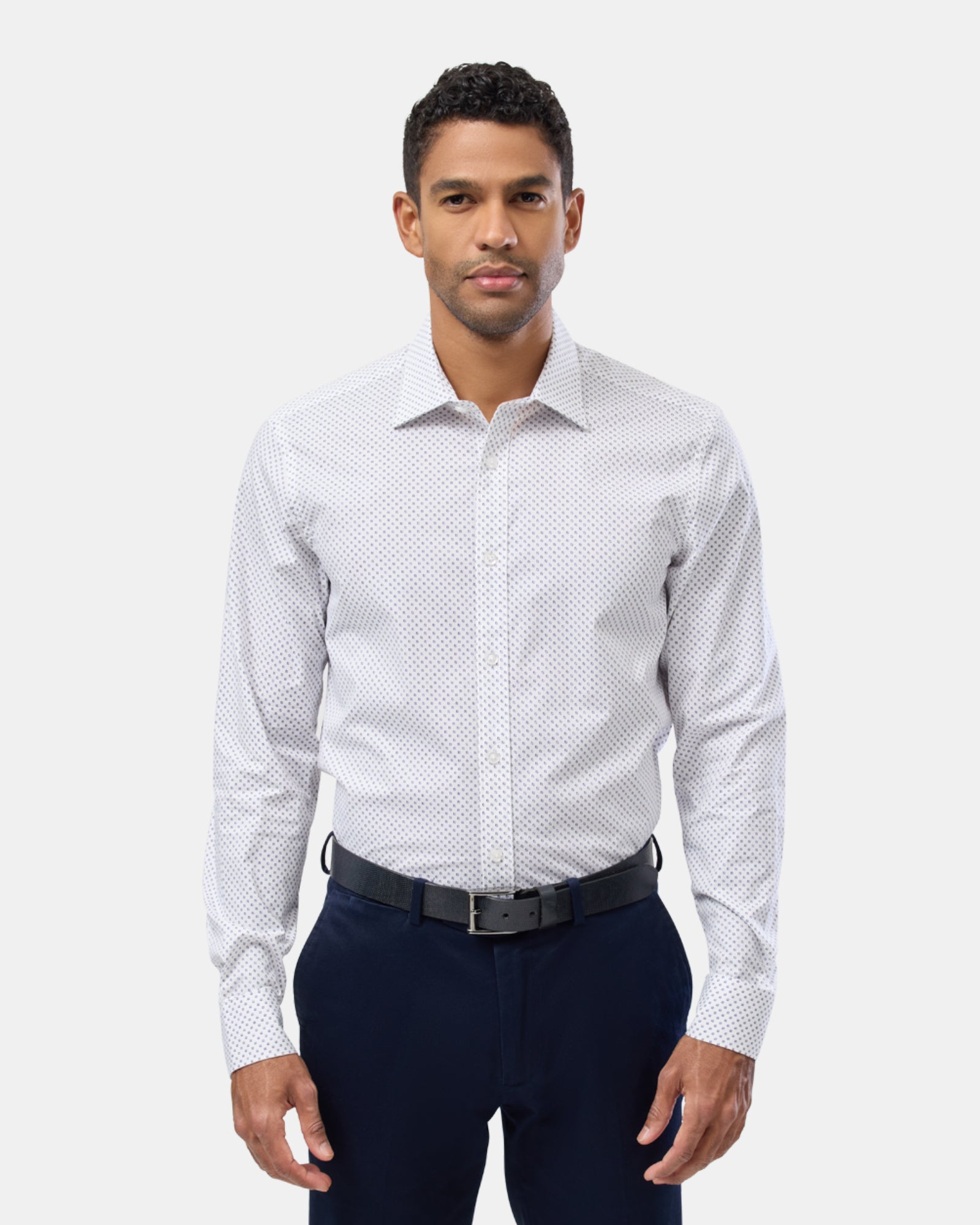 Geo Print Reg Fit Stretch Business Shirt