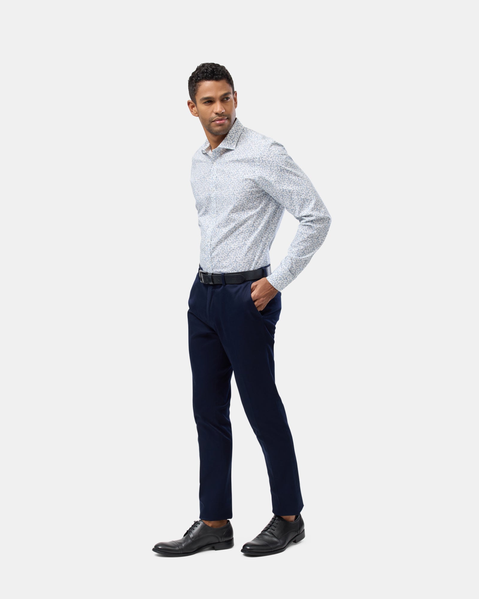 Abstract Floral Print Reg Fit Stretch Business Shirt