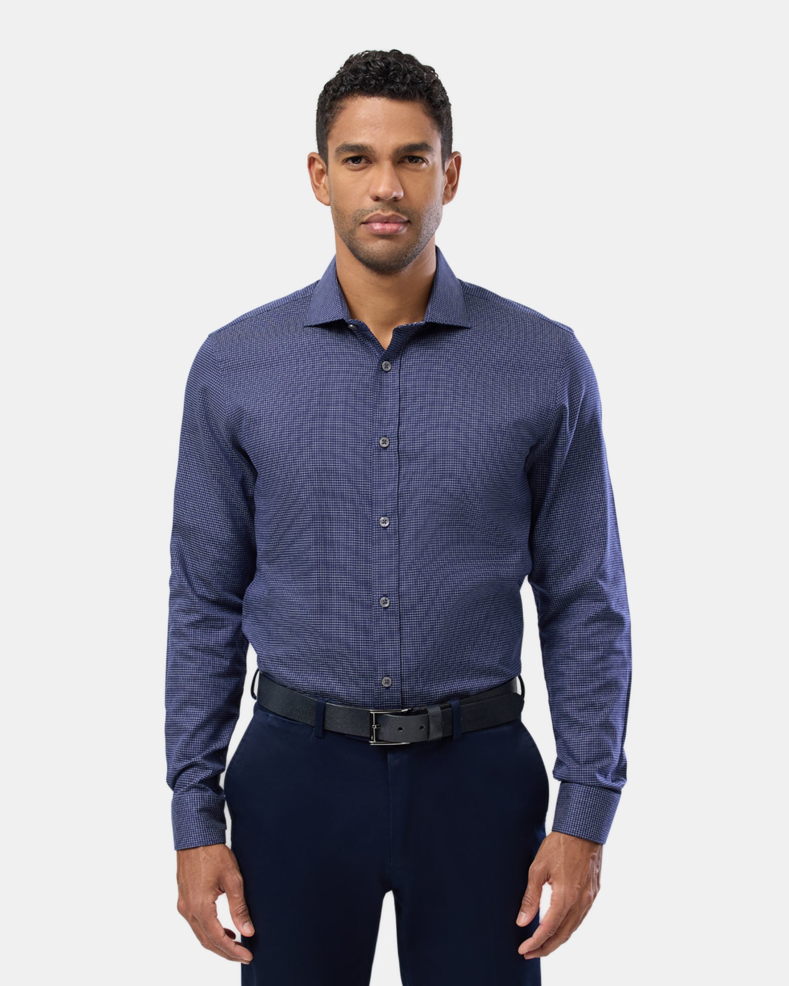 Mini Windowpane Slim Fit Dress Shirt