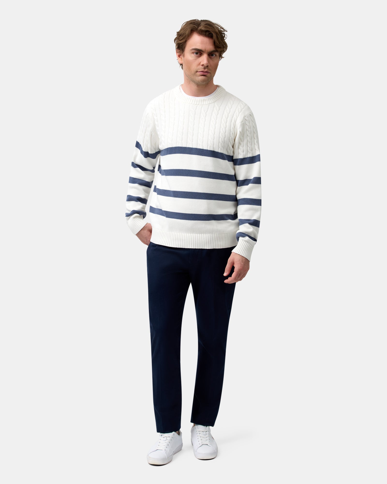 STRIPED CREW KNIT