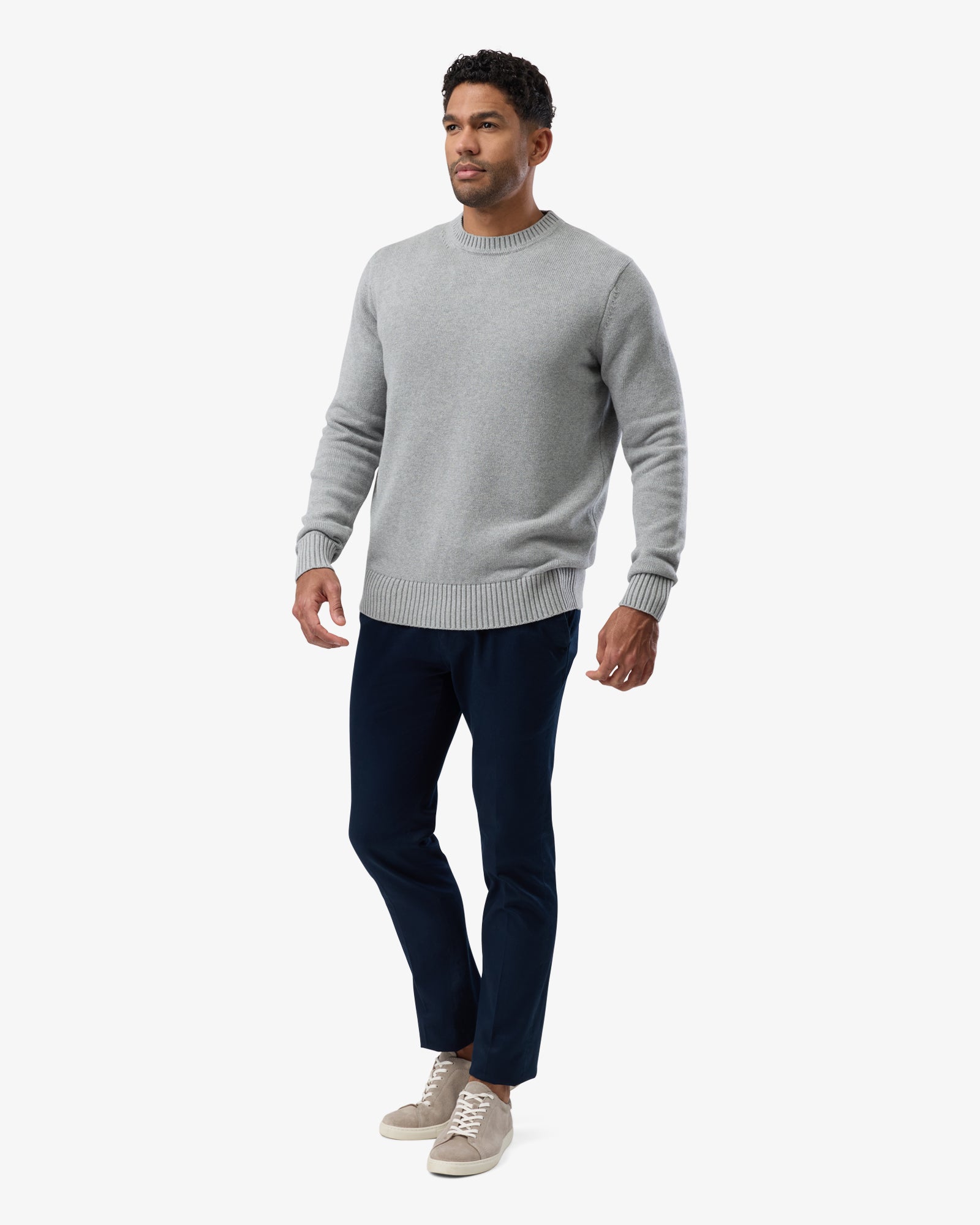 Man wearing soft grey cotton sweater