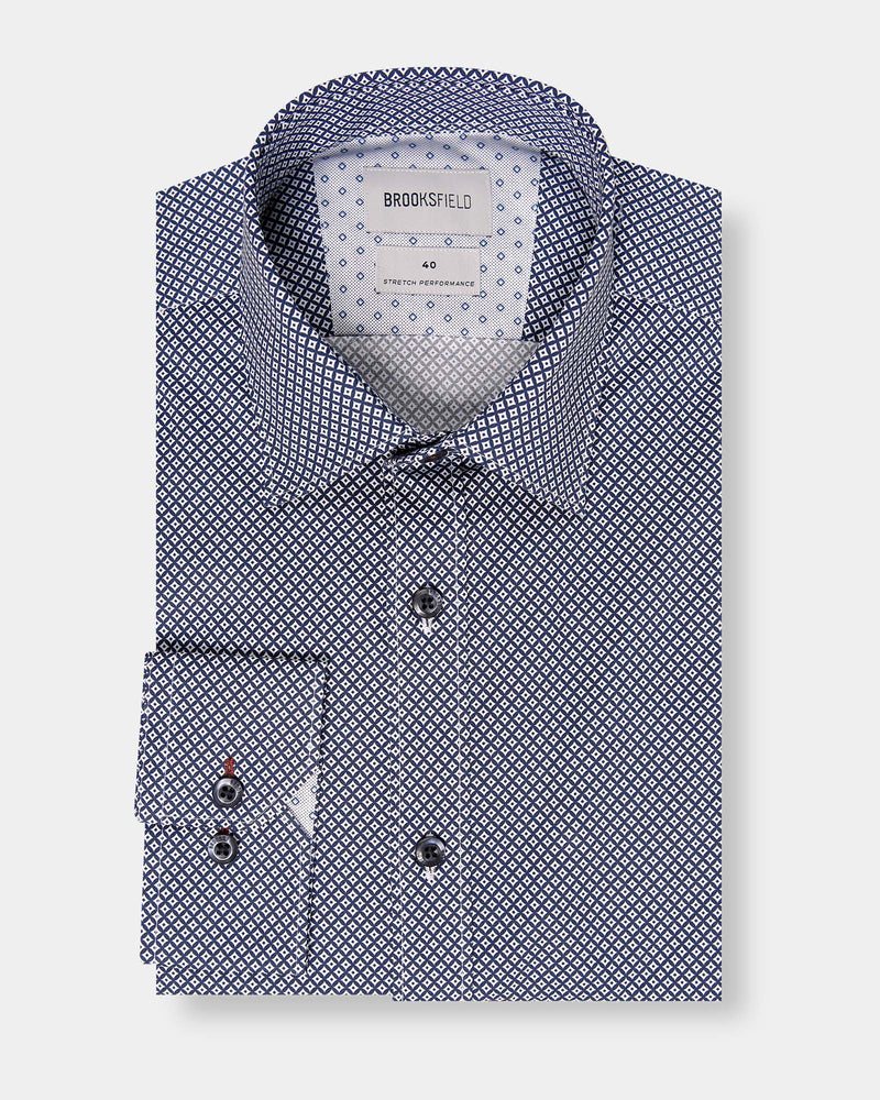 Geo Print Reg Fit Business Shirt