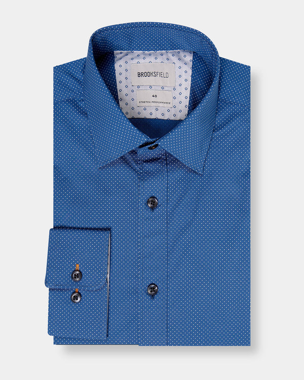 Dot Print Reg Fit Business Shirt