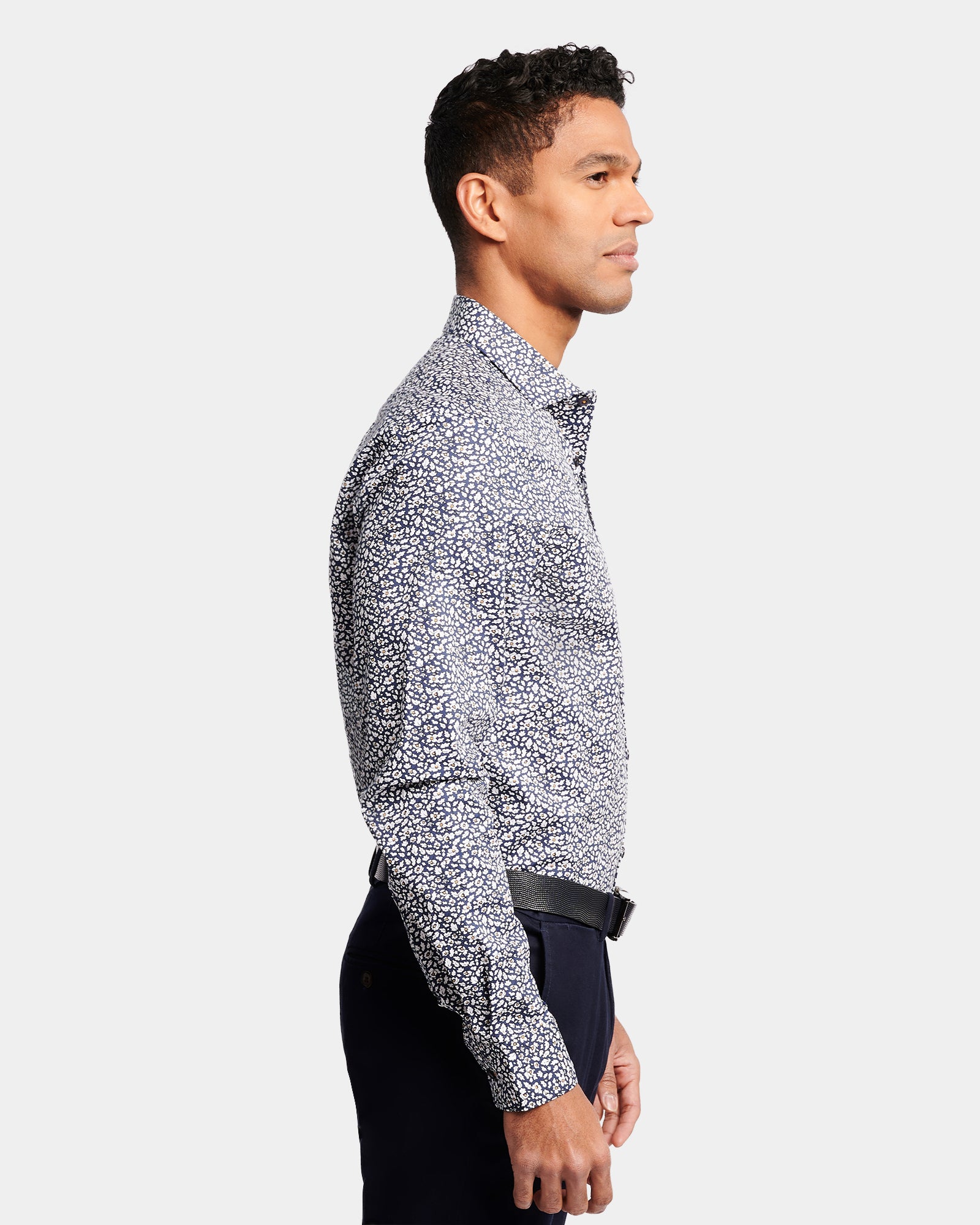 Abstract Floral Print Reg Fit Business Shirt
