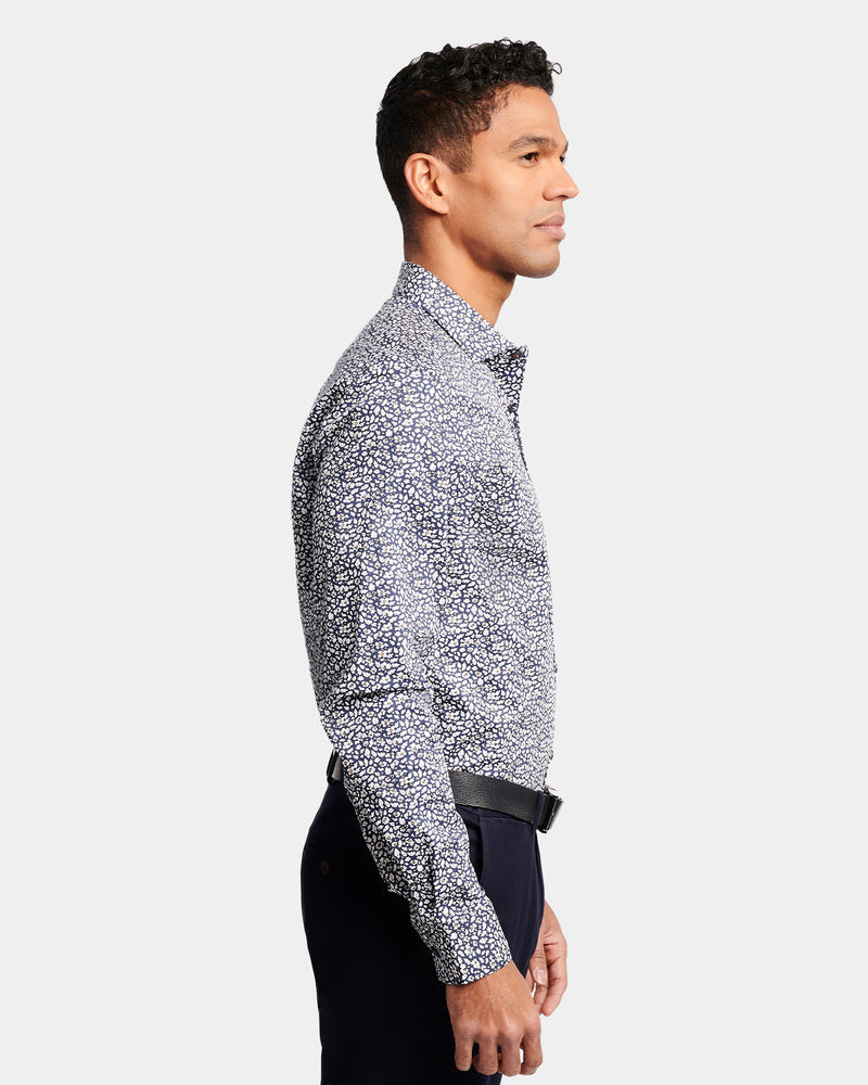 Abstract Floral Print Reg Fit Business Shirt