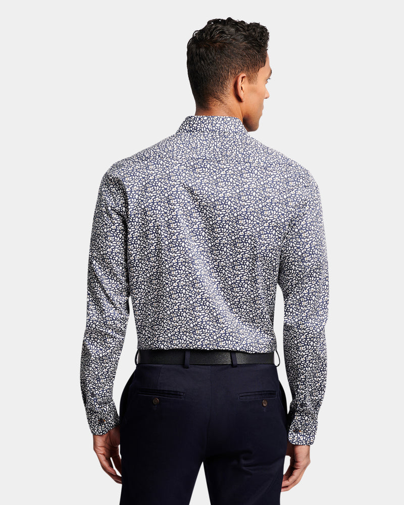 Abstract Floral Print Reg Fit Business Shirt