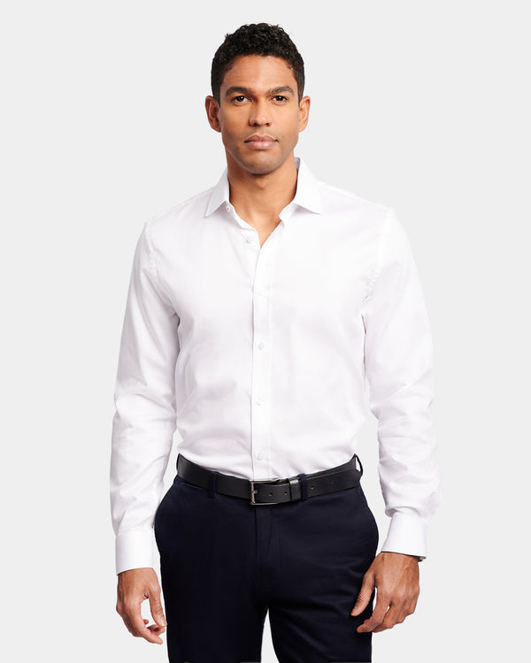 Textured Plain Slim Fit Dress Shirt