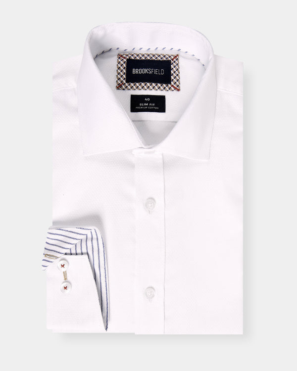 Textured Plain Slim Fit Dress Shirt