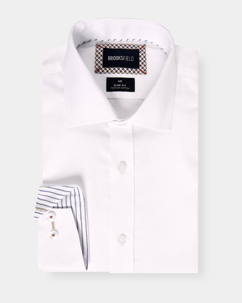 Textured Plain Slim Fit Dress Shirt