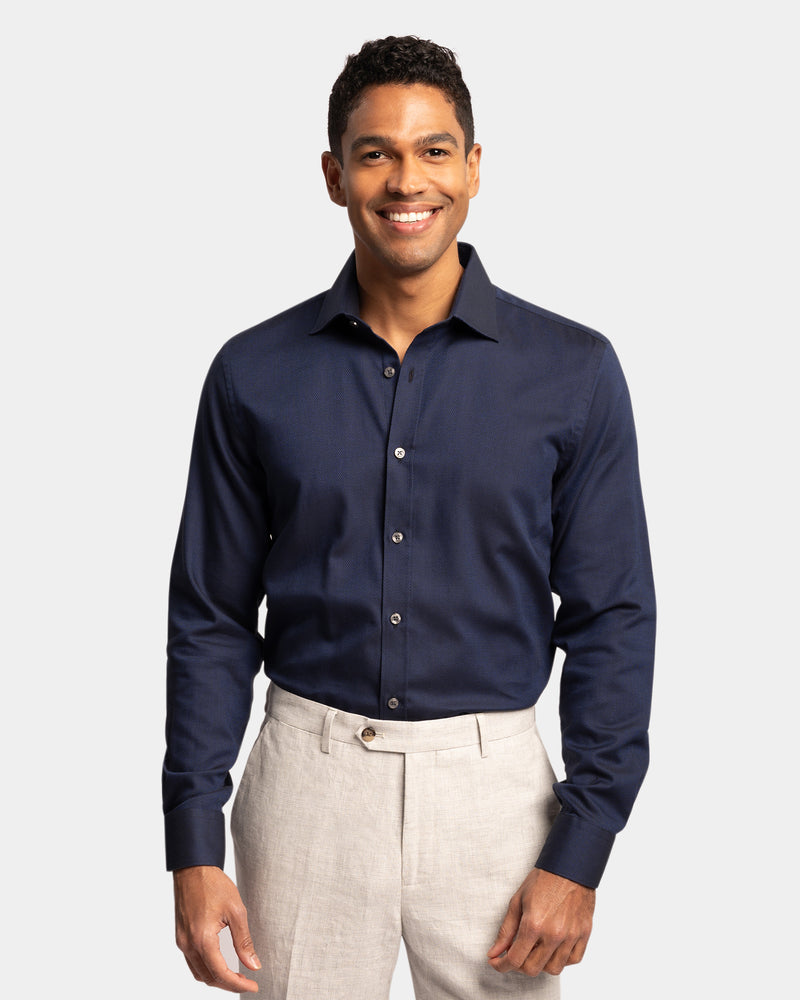 Tonal Textured Slim Fit Dress Shirt