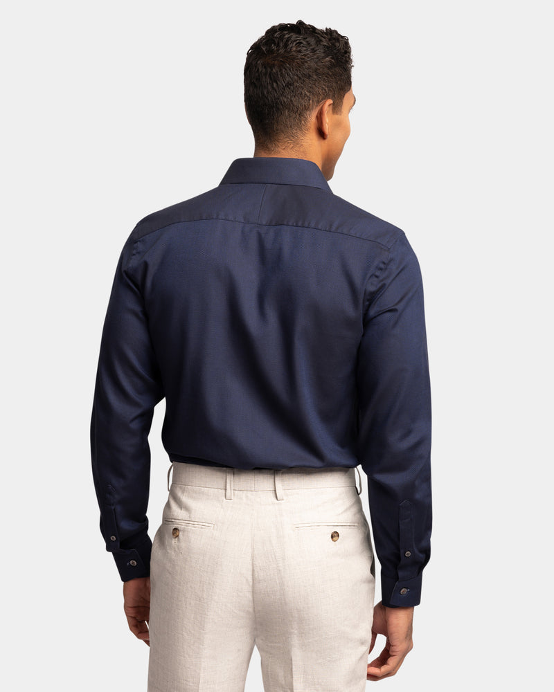 Tonal Textured Slim Fit Dress Shirt