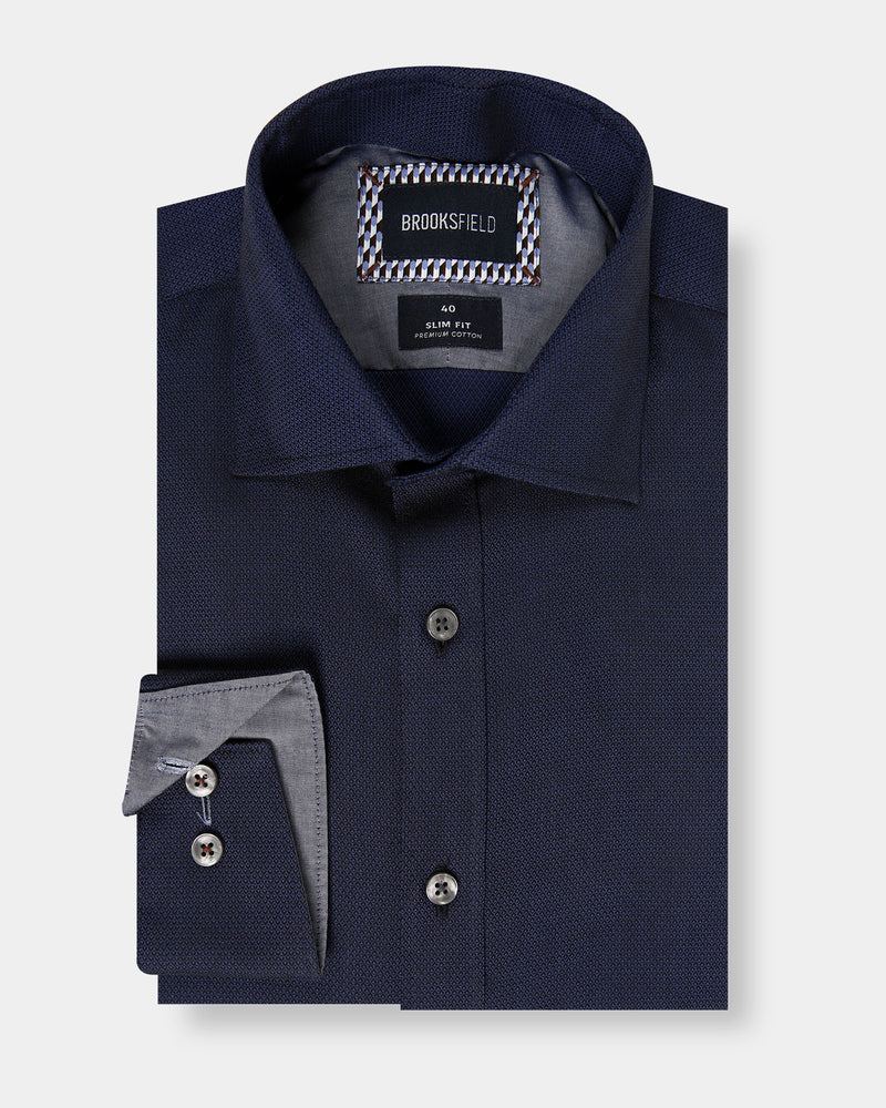 Tonal Textured Slim Fit Dress Shirt