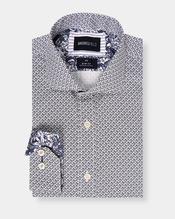 Abstract Print Slim Fit Dress Shirt