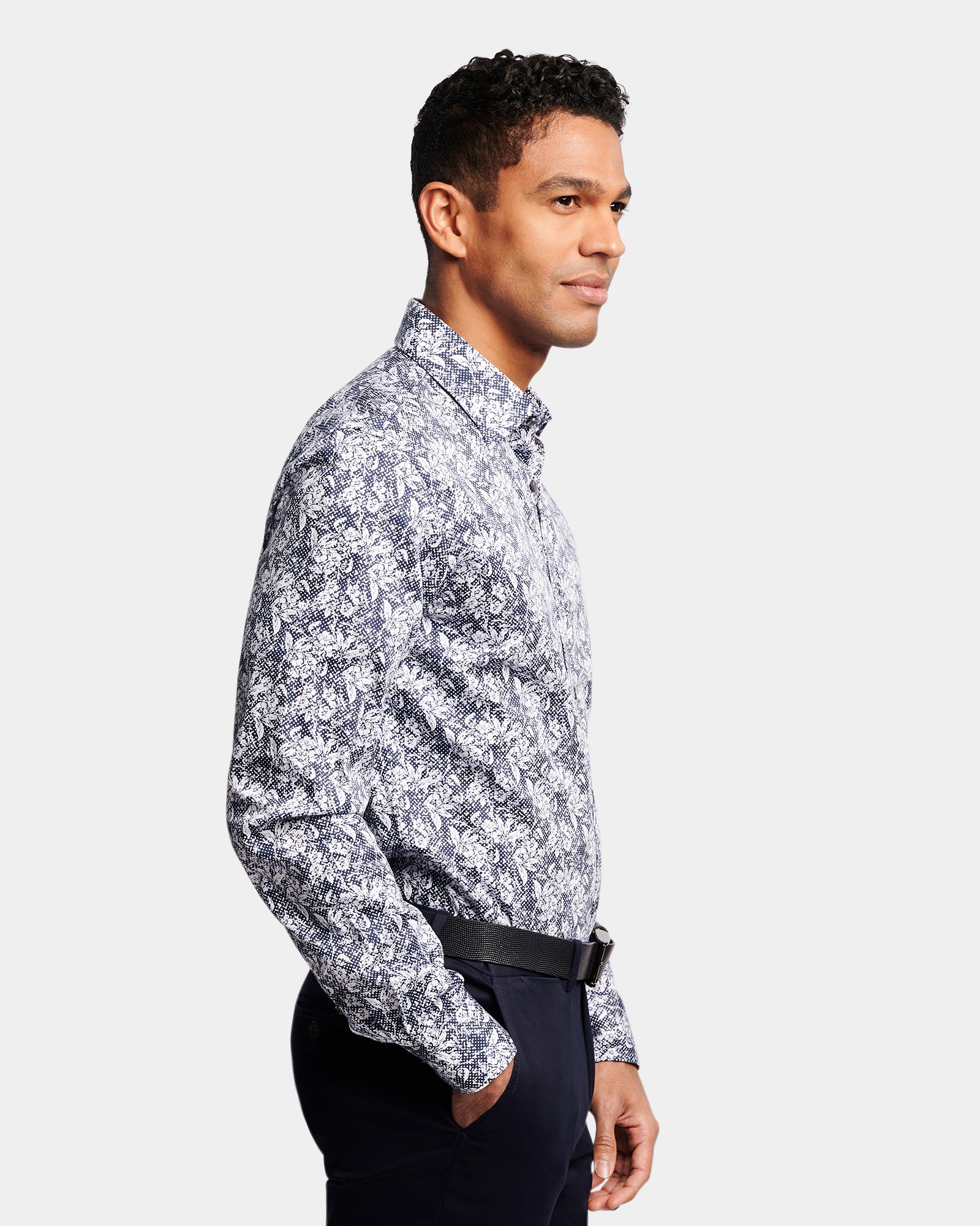 Abstract Floral Print Slim Fit Dress Shirt
