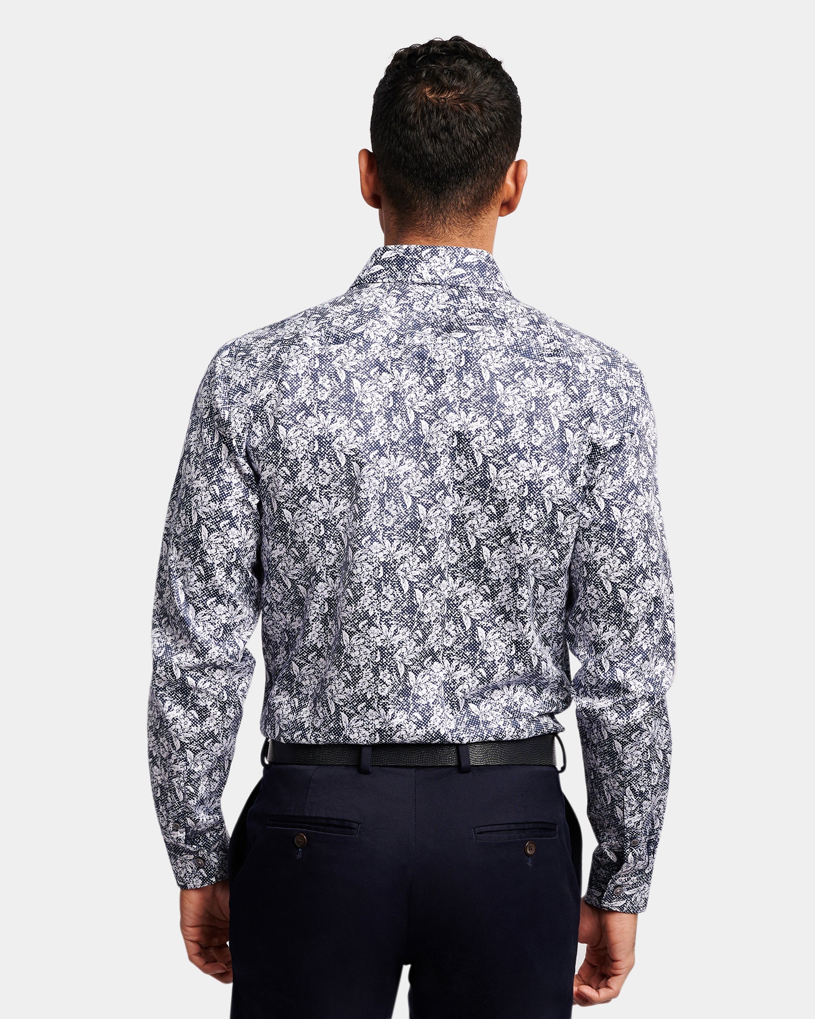 Abstract Floral Print Slim Fit Dress Shirt