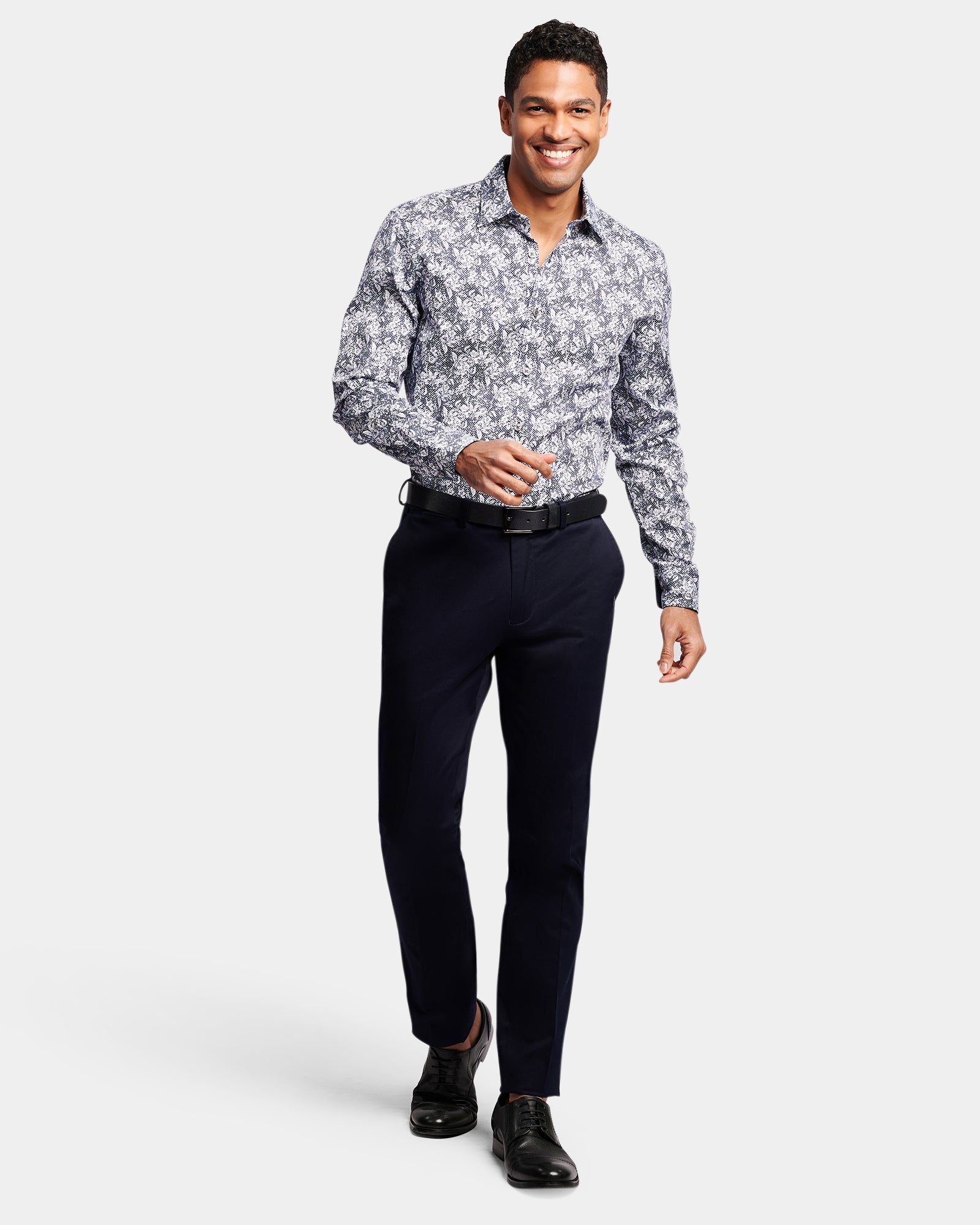 Abstract Floral Print Slim Fit Dress Shirt