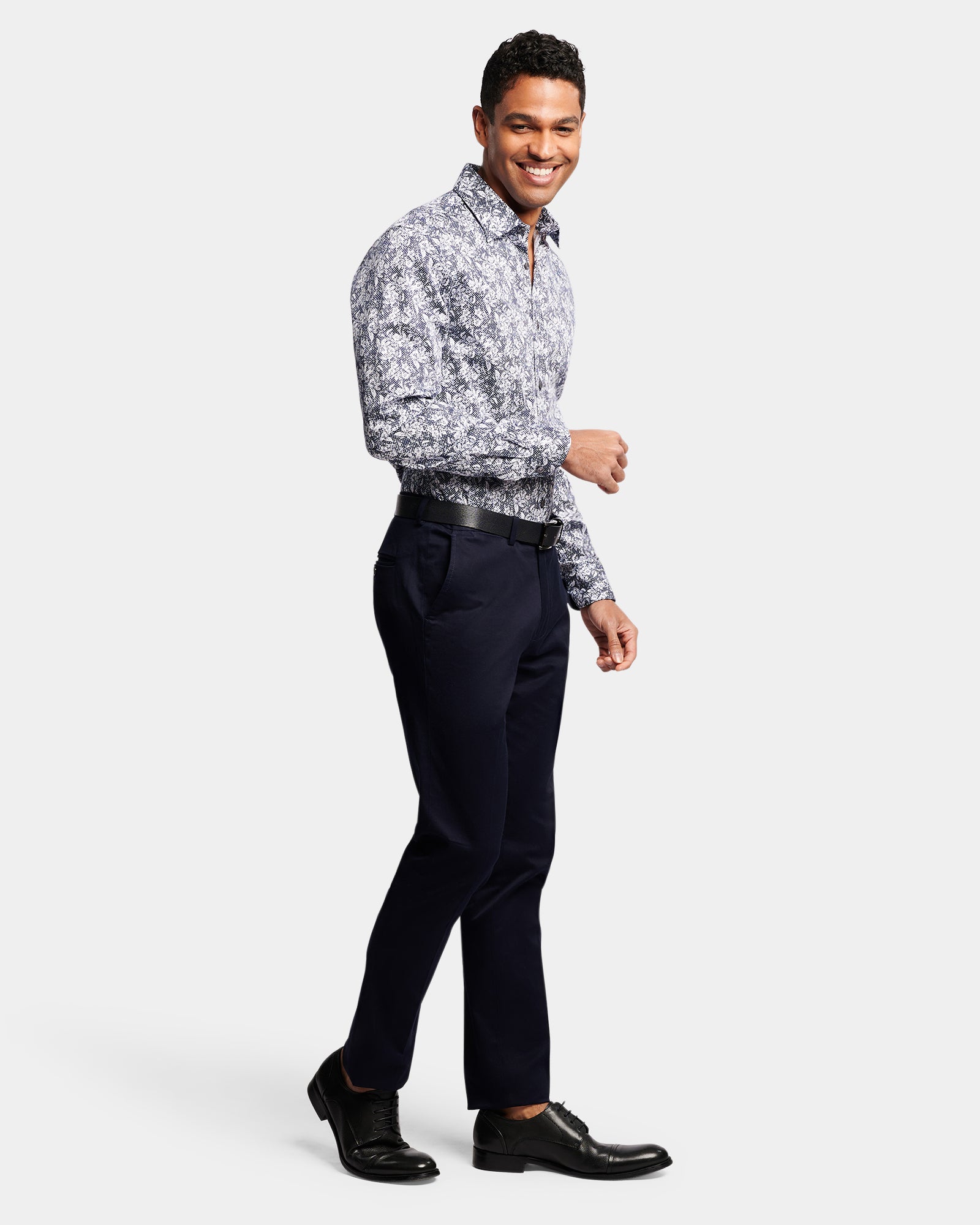 Abstract Floral Print Slim Fit Dress Shirt