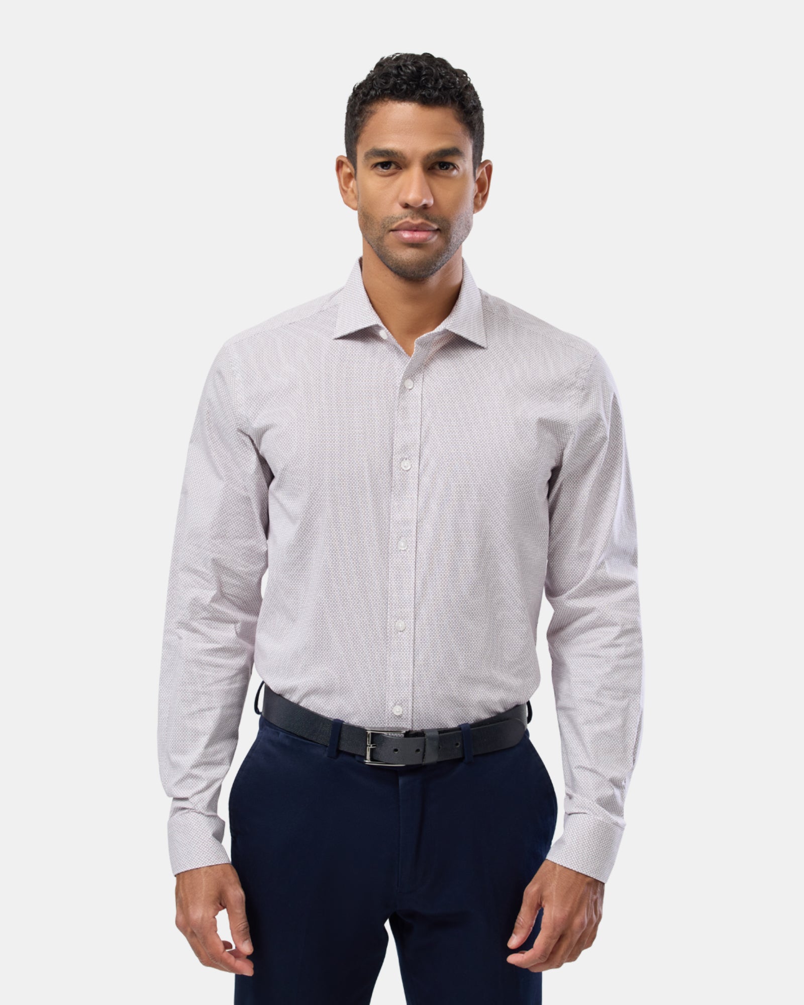 Geo Print Reg Fit Stretch Business Shirt