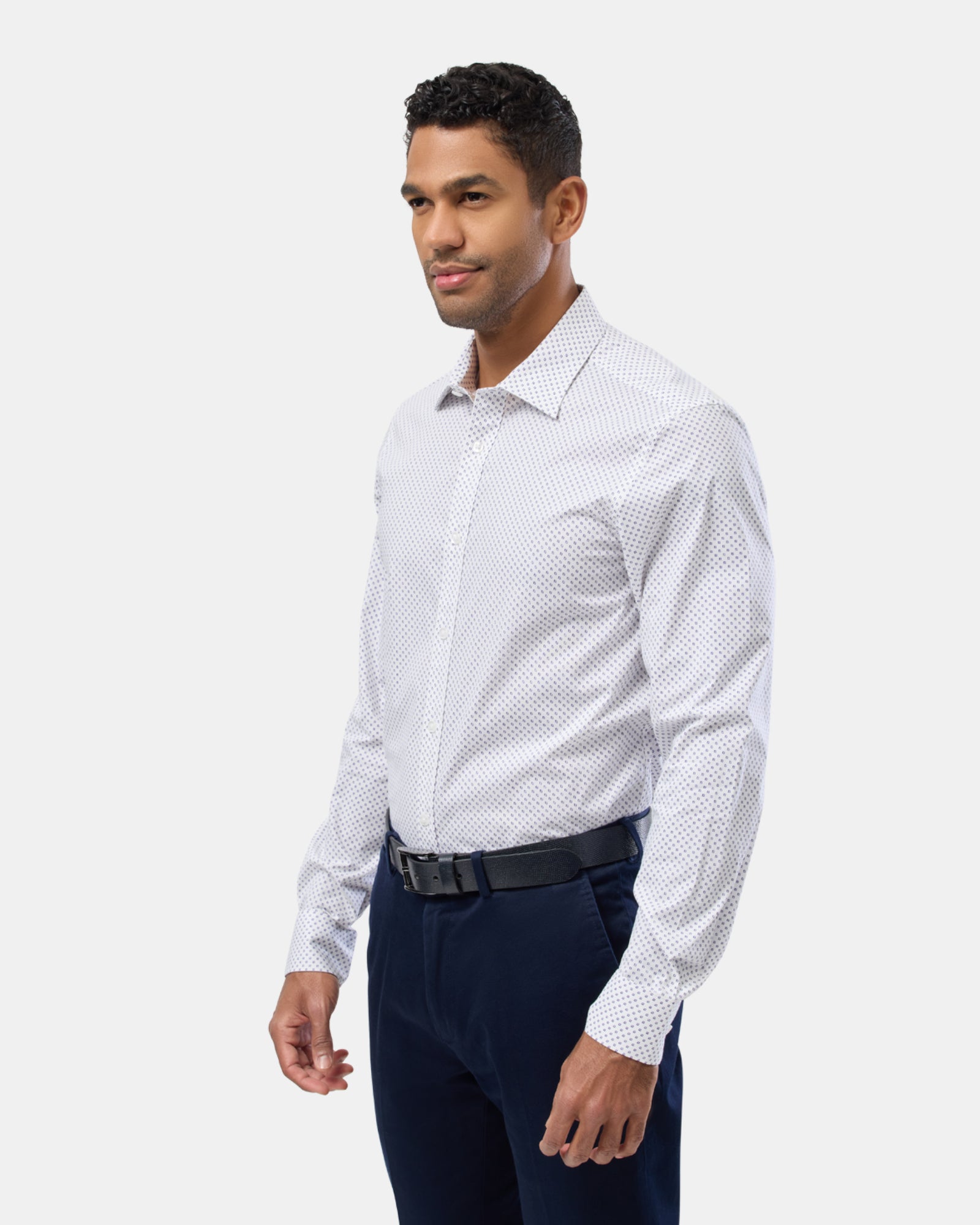 Geo Print Reg Fit Stretch Business Shirt