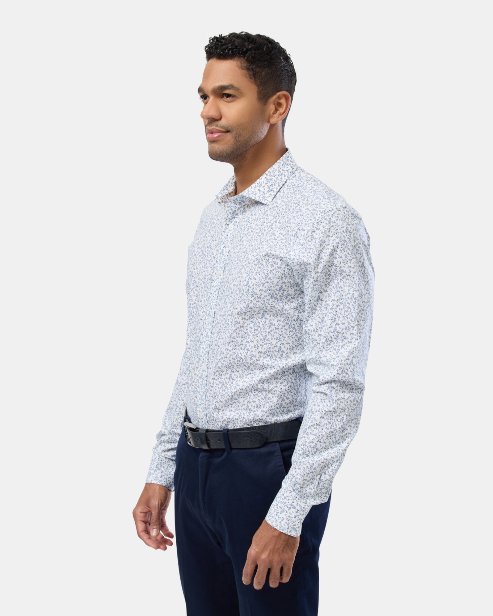 Abstract Floral Print Reg Fit Stretch Business Shirt