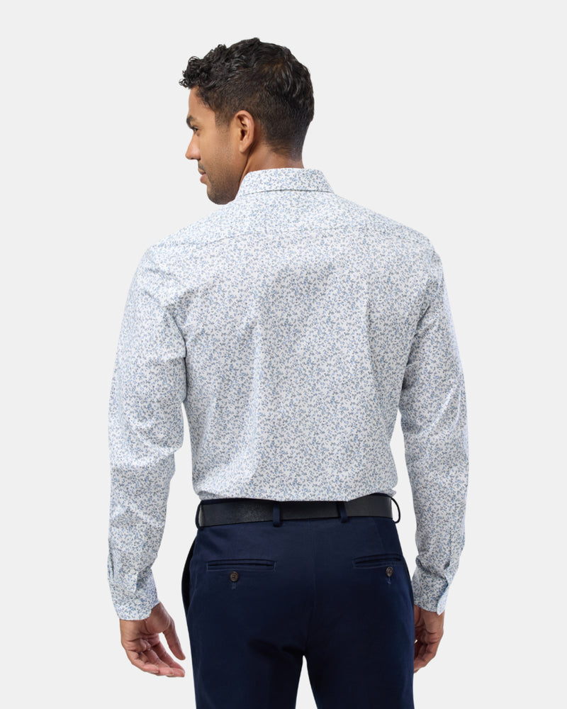 Abstract Floral Print Reg Fit Stretch Business Shirt