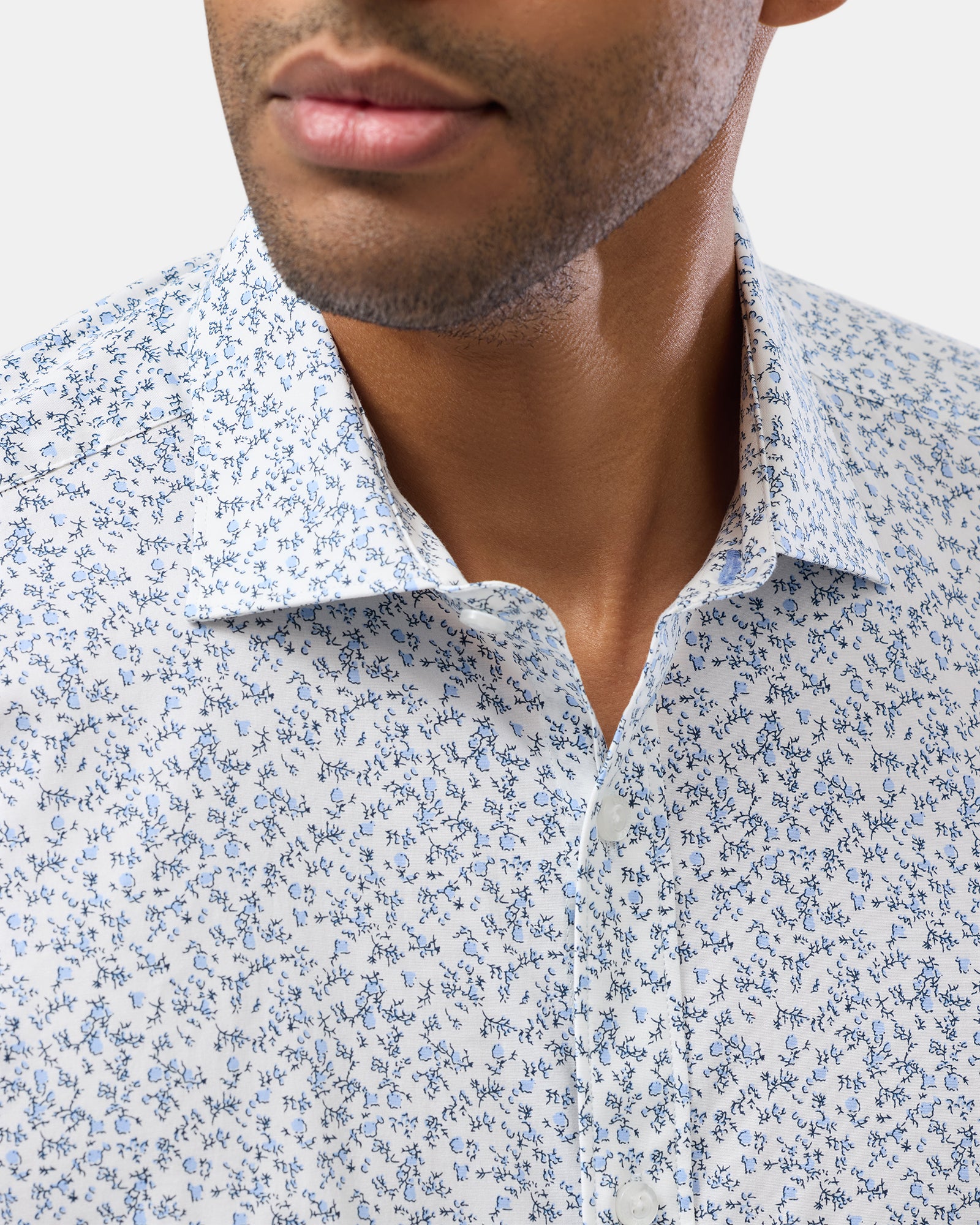 Abstract Floral Print Reg Fit Stretch Business Shirt