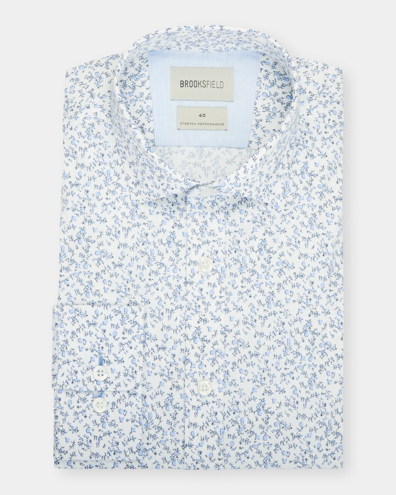 Abstract Floral Print Reg Fit Stretch Business Shirt