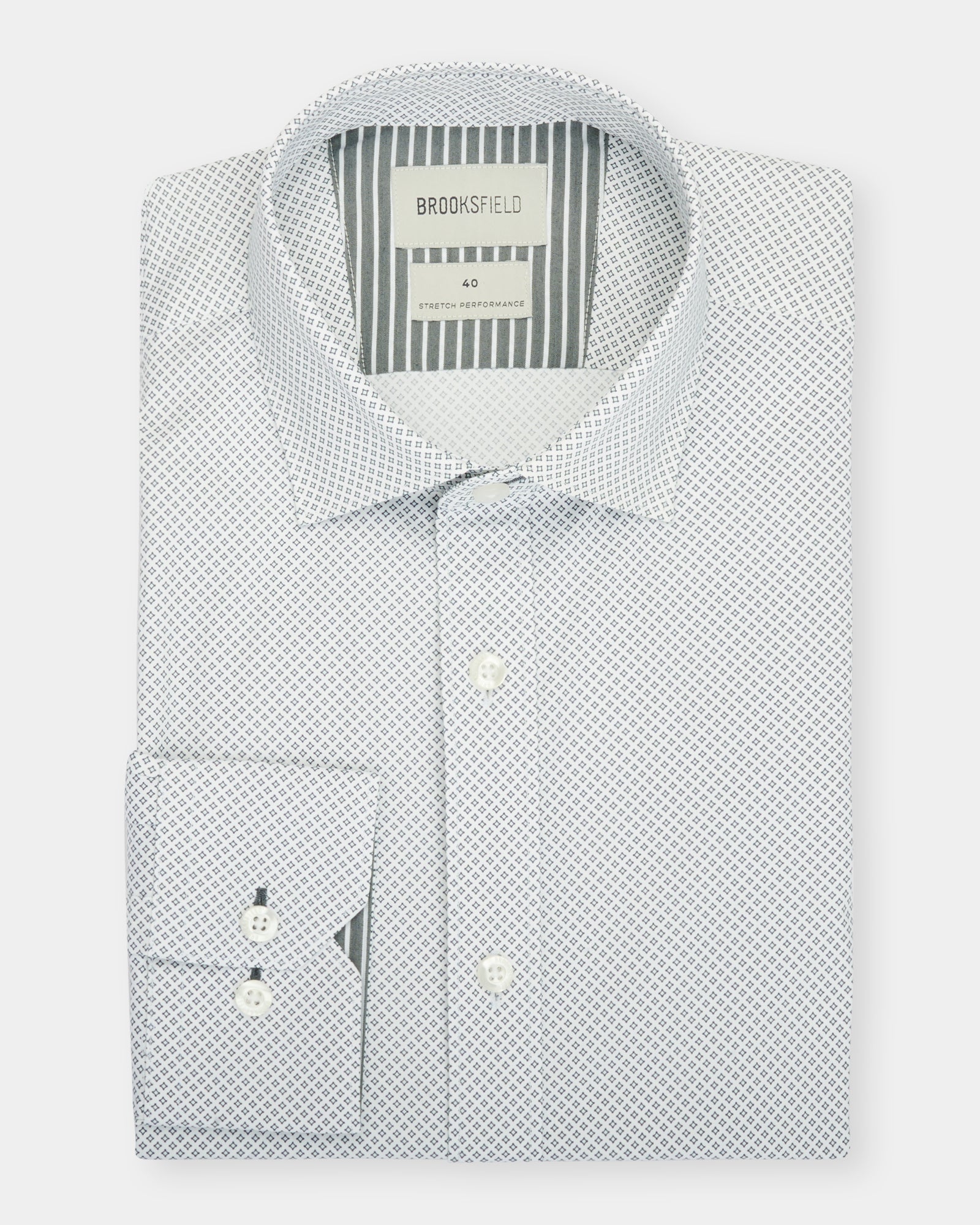 Geo Diamond Print Reg Fit Stretch Business Shirt