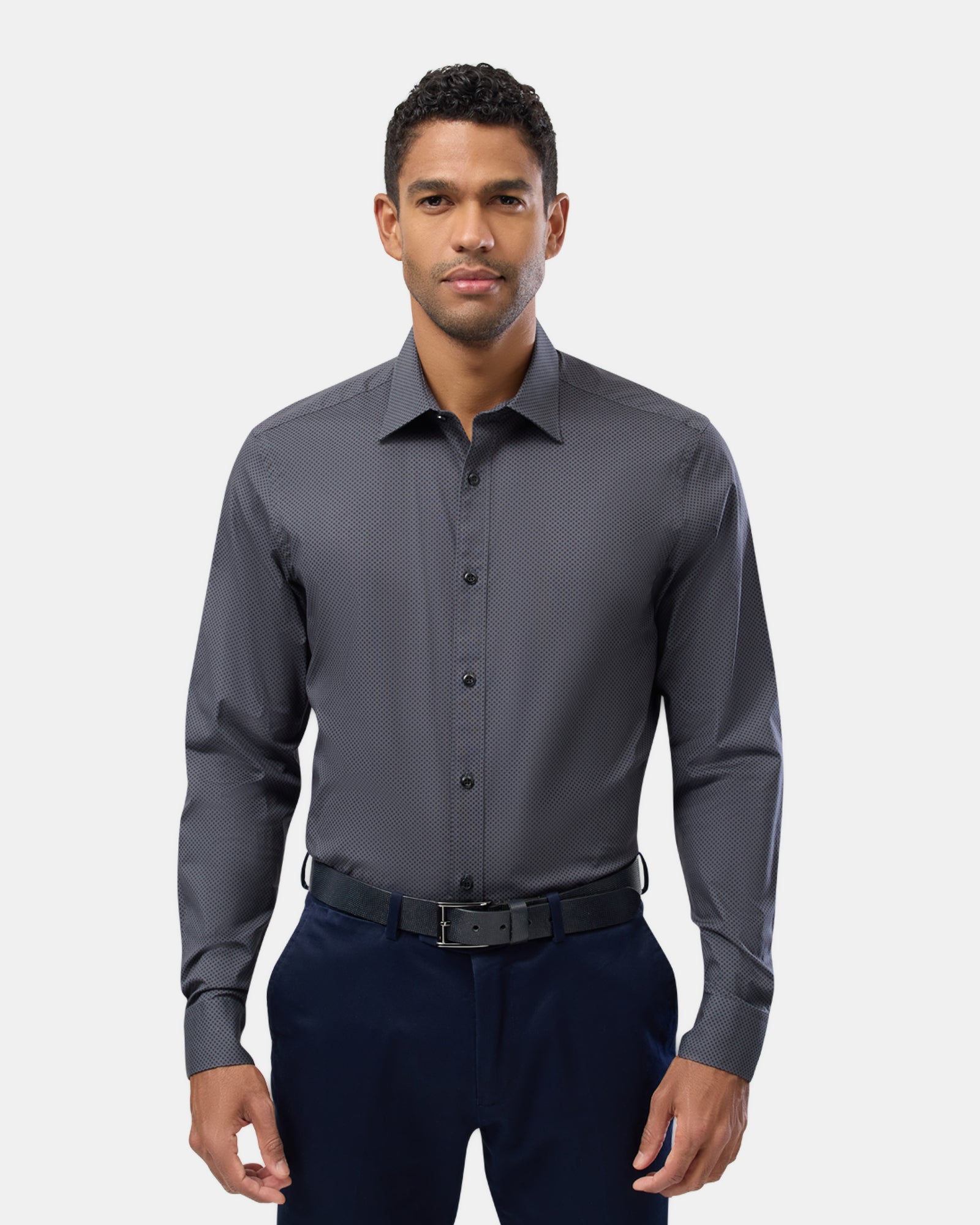Dot Print Reg Fit Stretch Business Shirt
