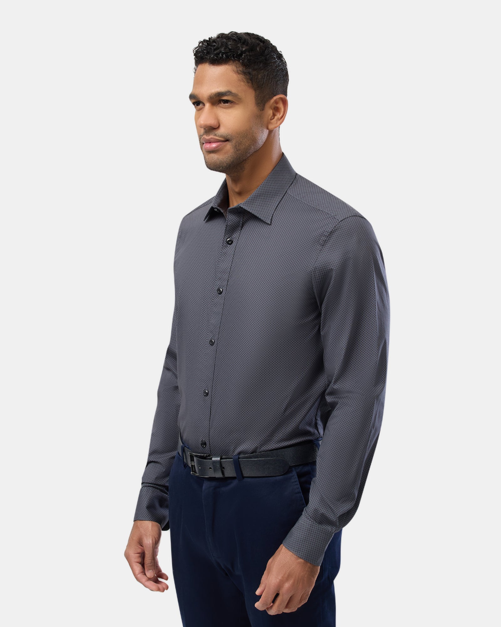 Dot Print Reg Fit Stretch Business Shirt