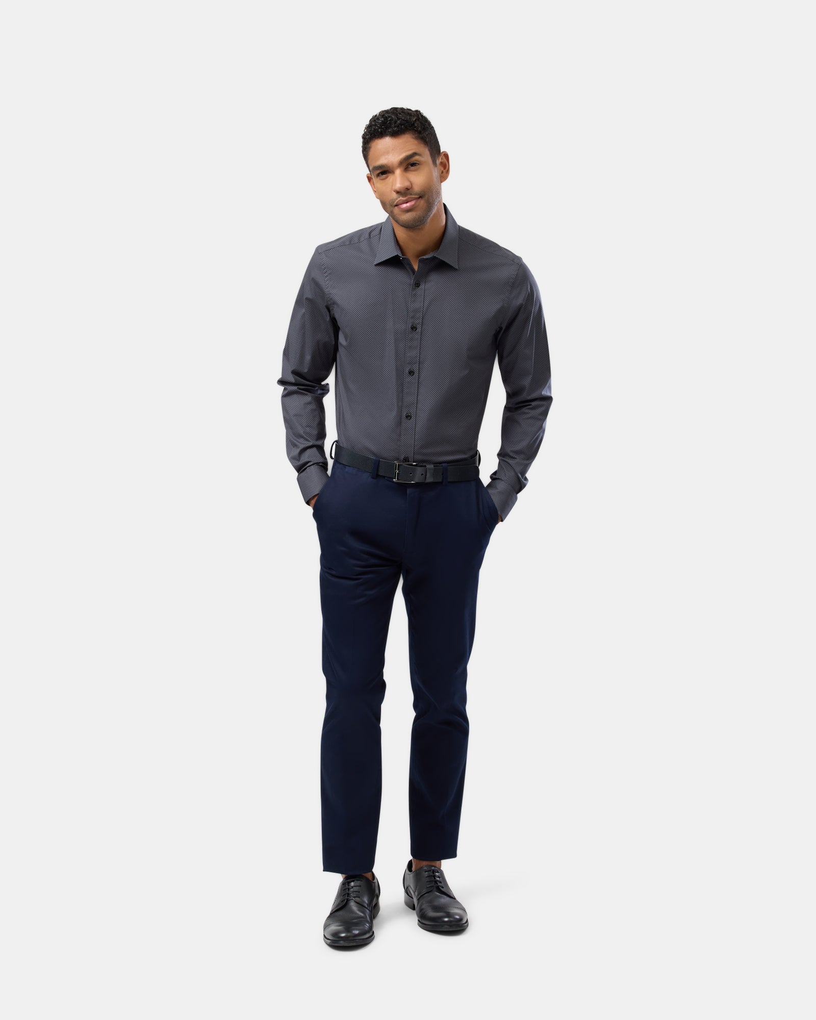 Dot Print Reg Fit Stretch Business Shirt