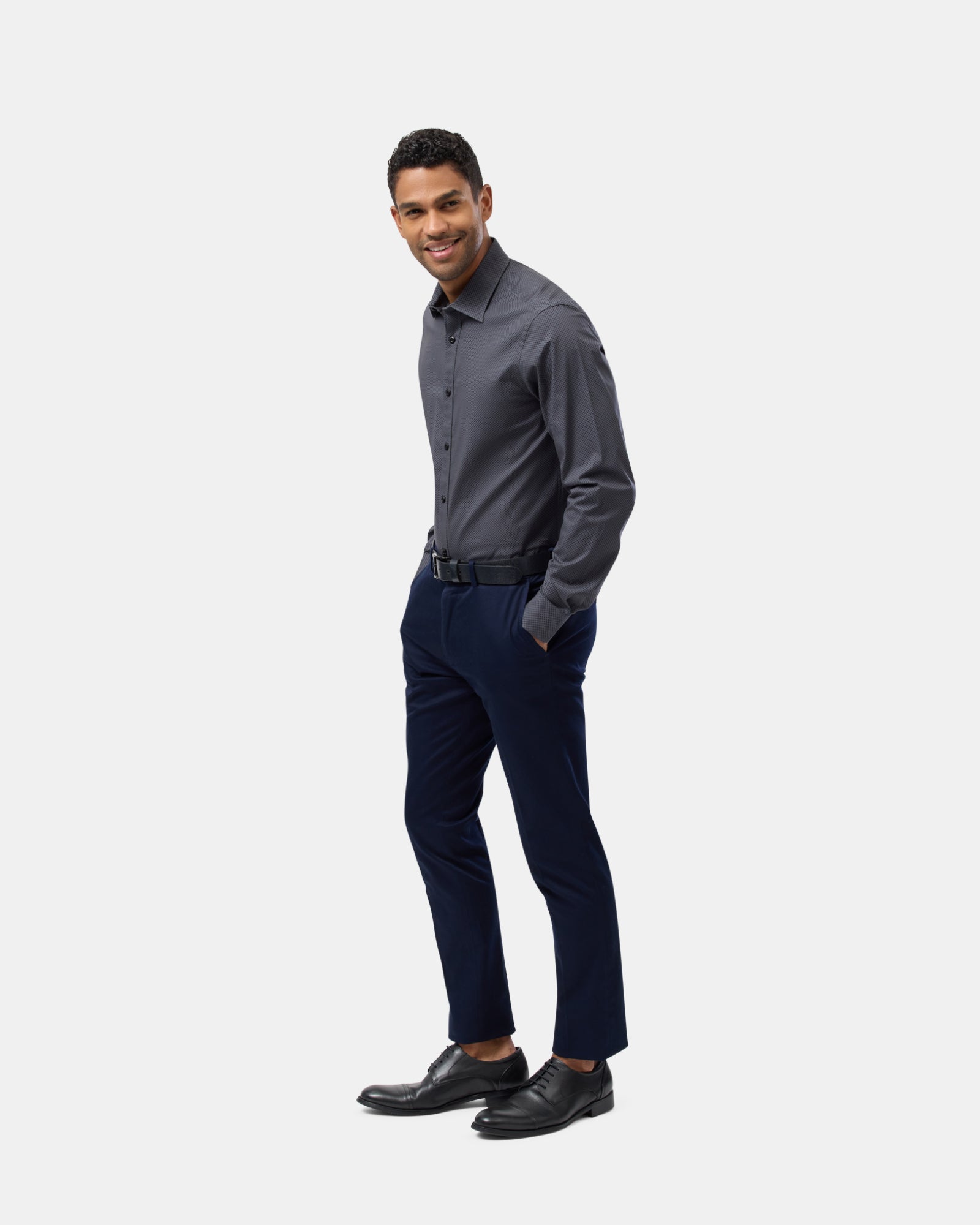Dot Print Reg Fit Stretch Business Shirt