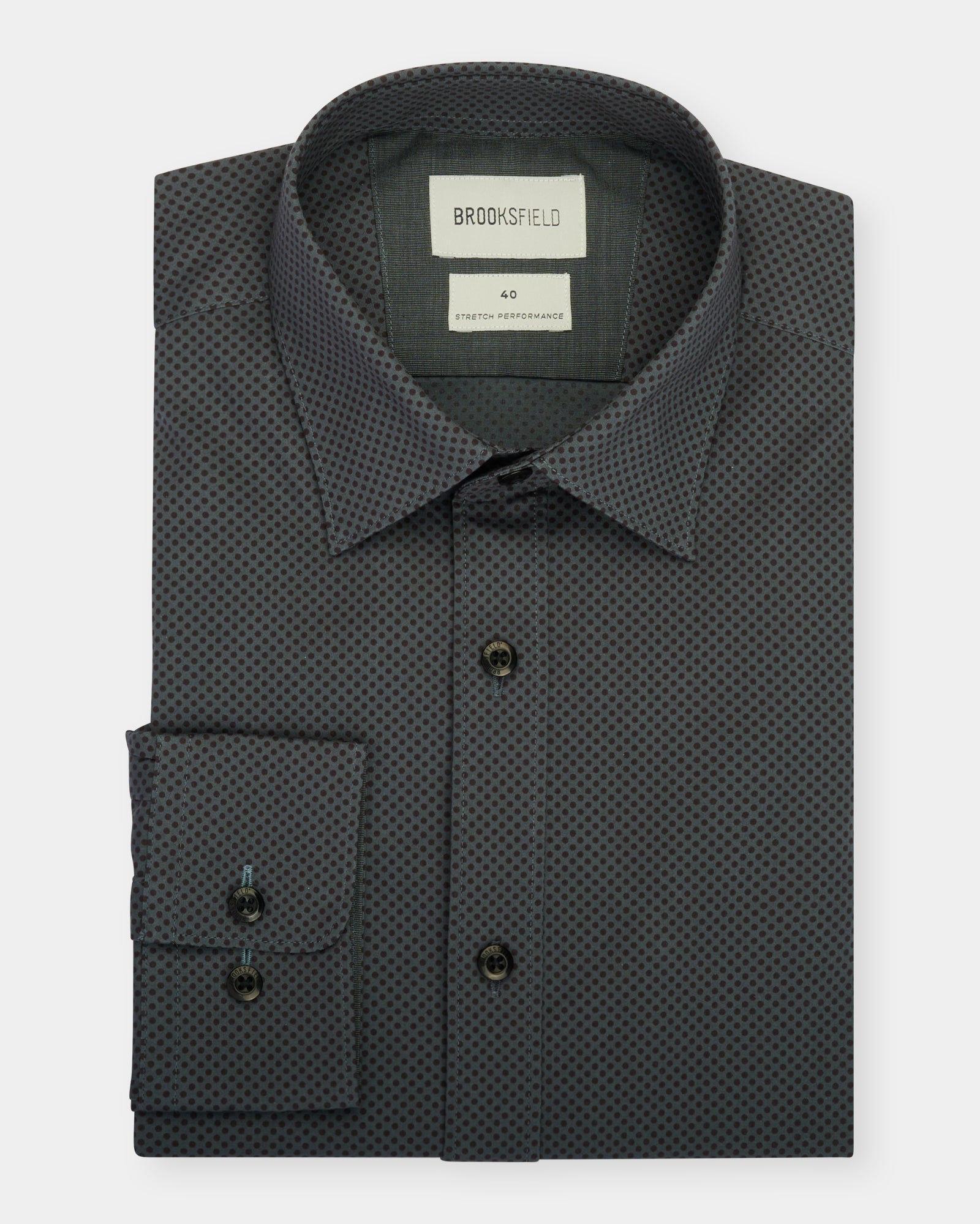 Dot Print Reg Fit Stretch Business Shirt