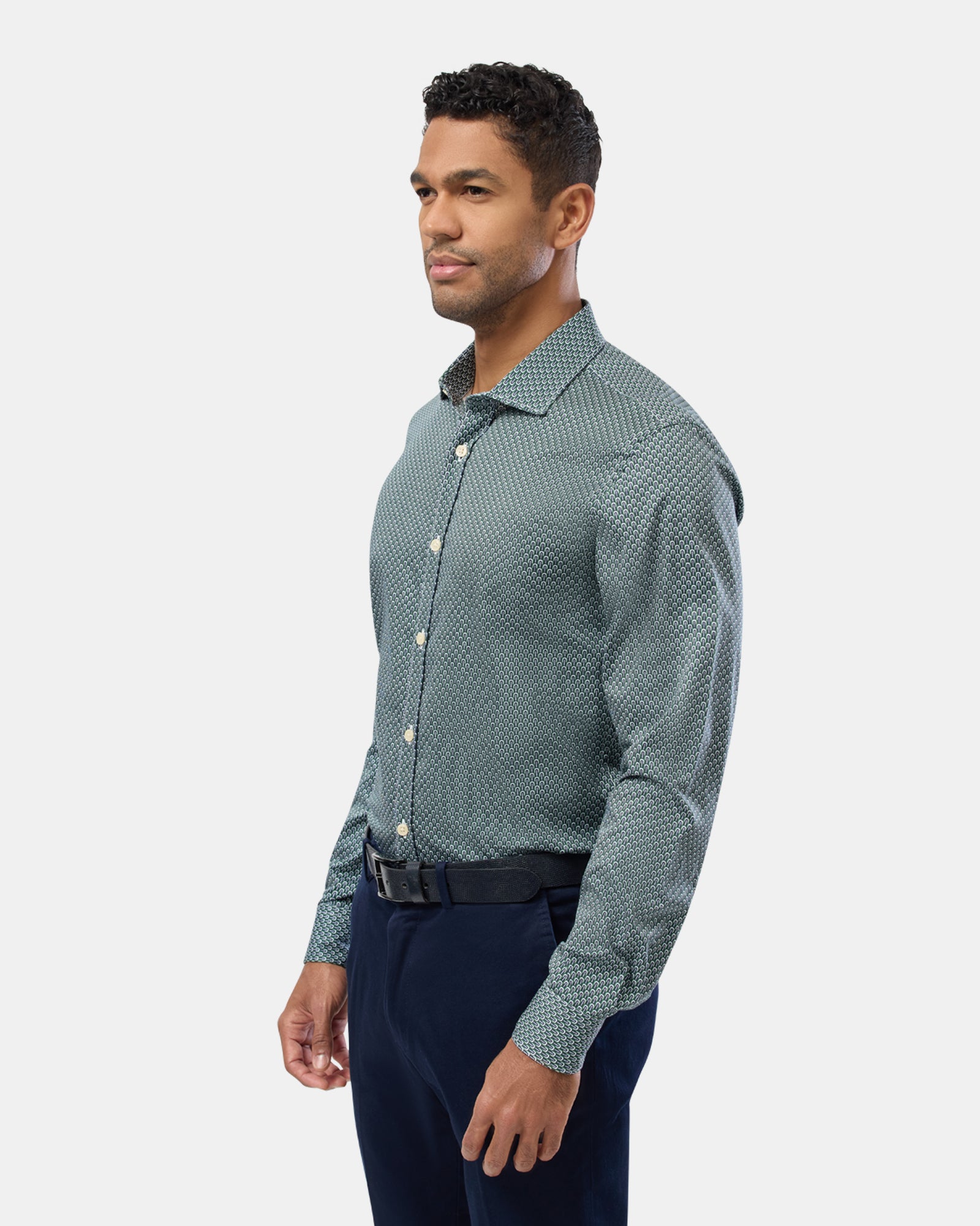 Retro Print Slim Fit Dress Shirt