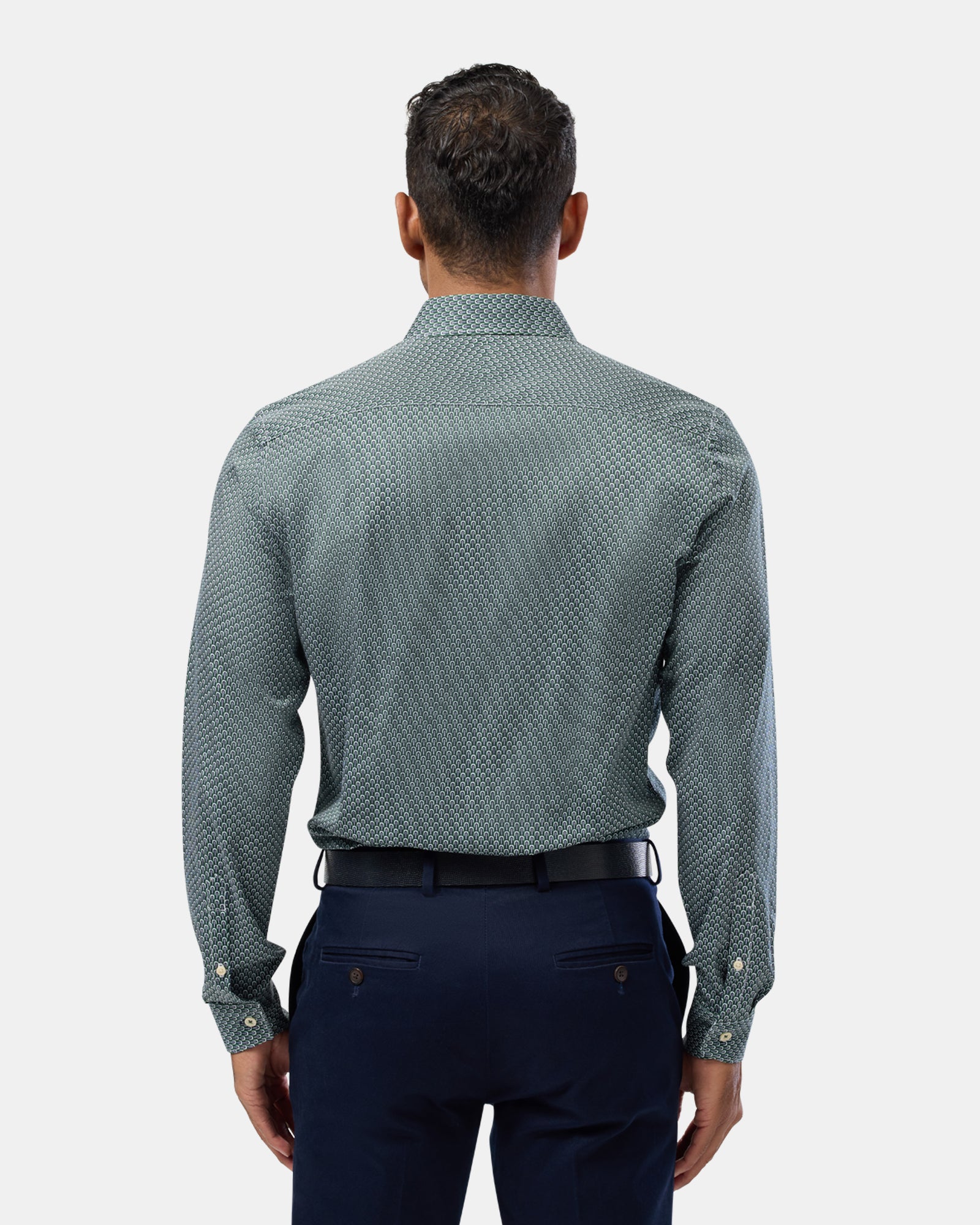 Retro Print Slim Fit Dress Shirt