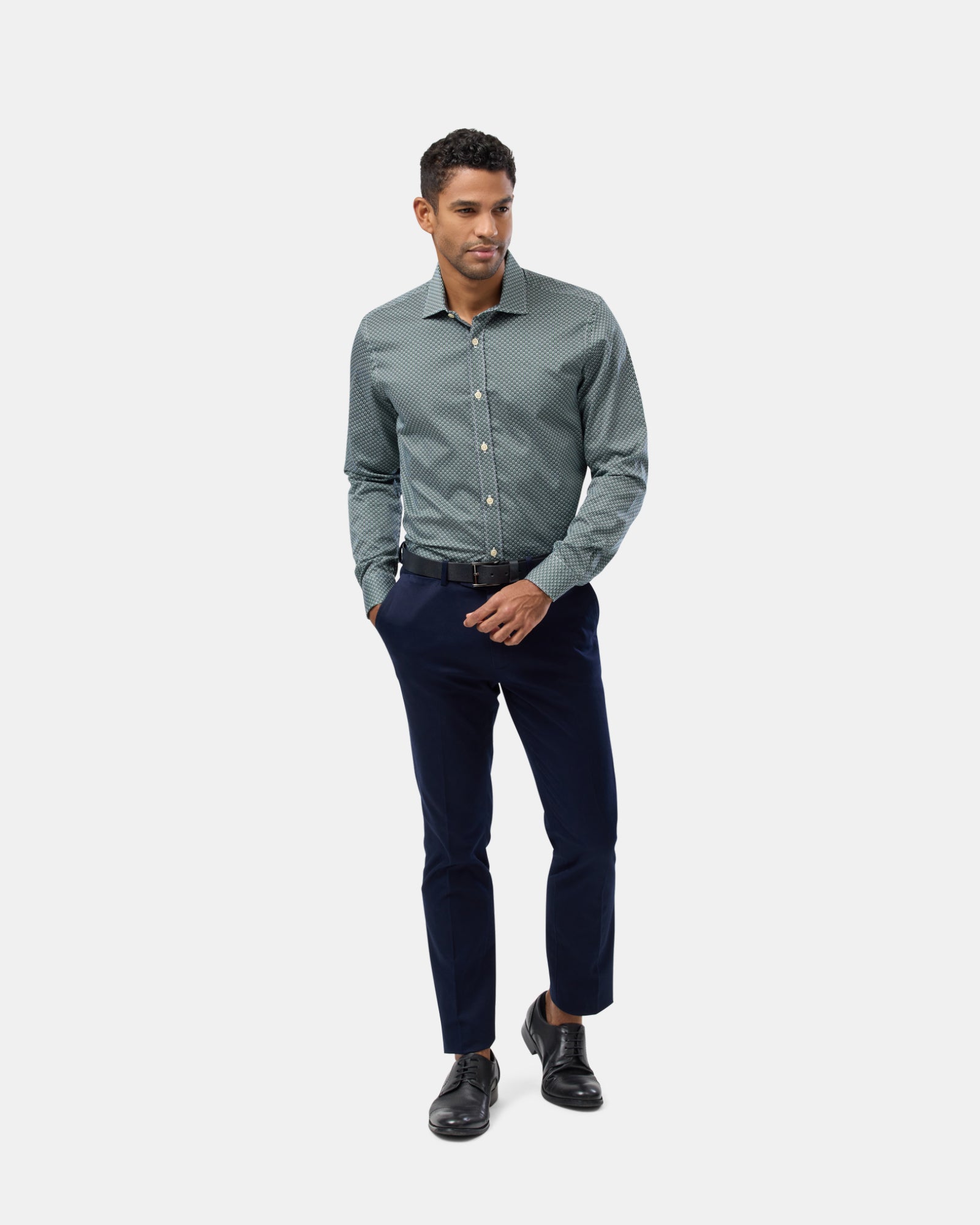 Retro Print Slim Fit Dress Shirt