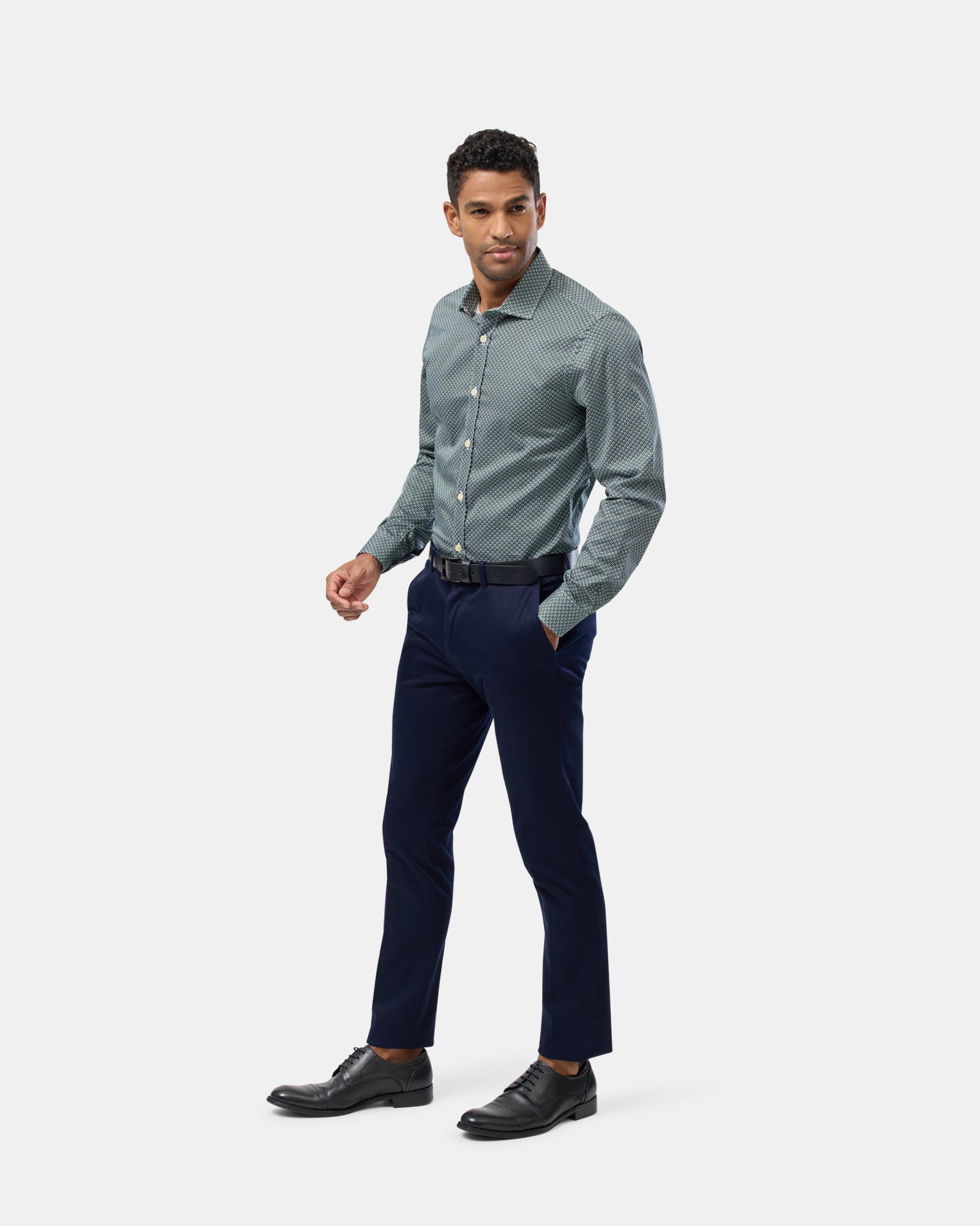 Retro Print Slim Fit Dress Shirt