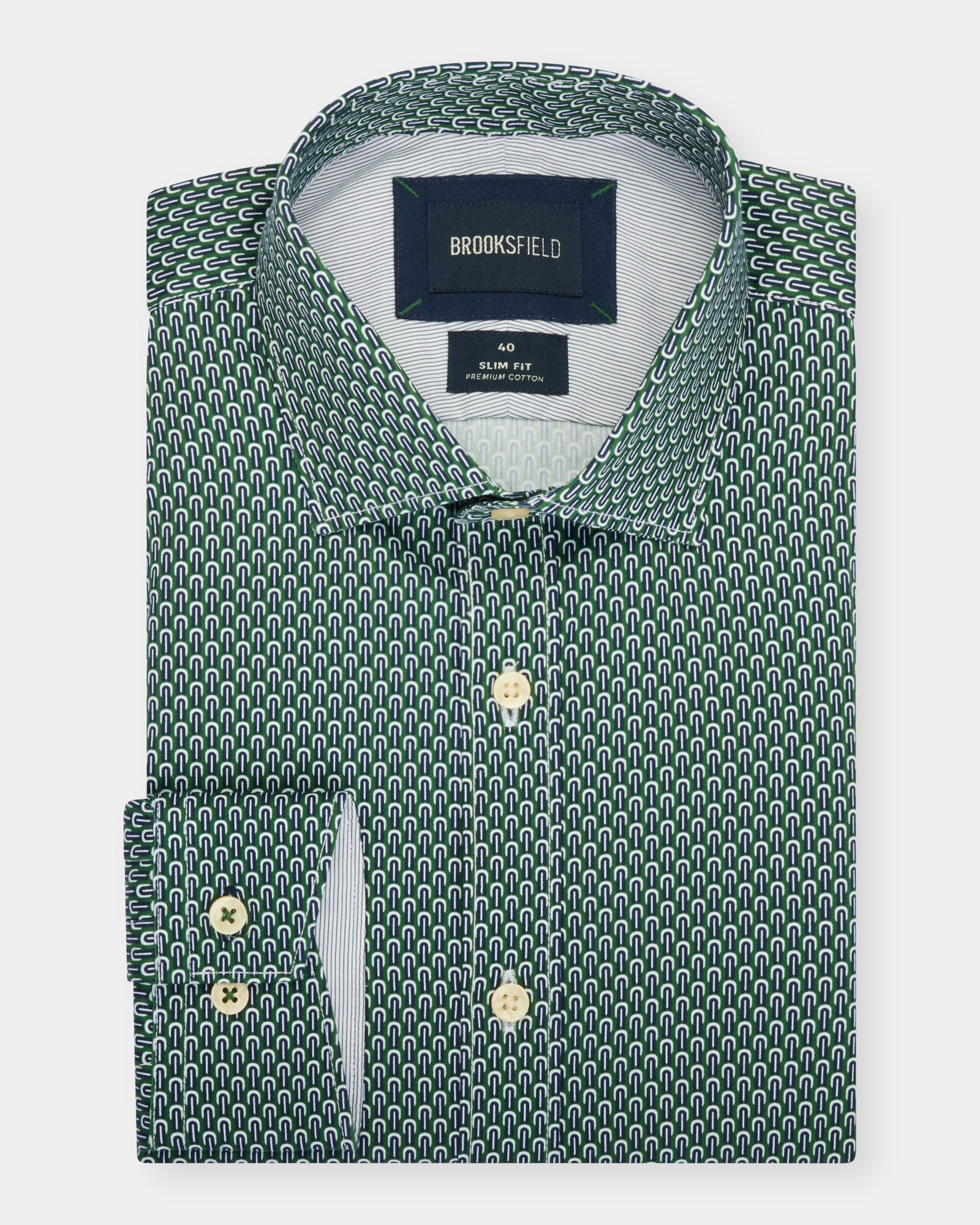 Retro Print Slim Fit Dress Shirt
