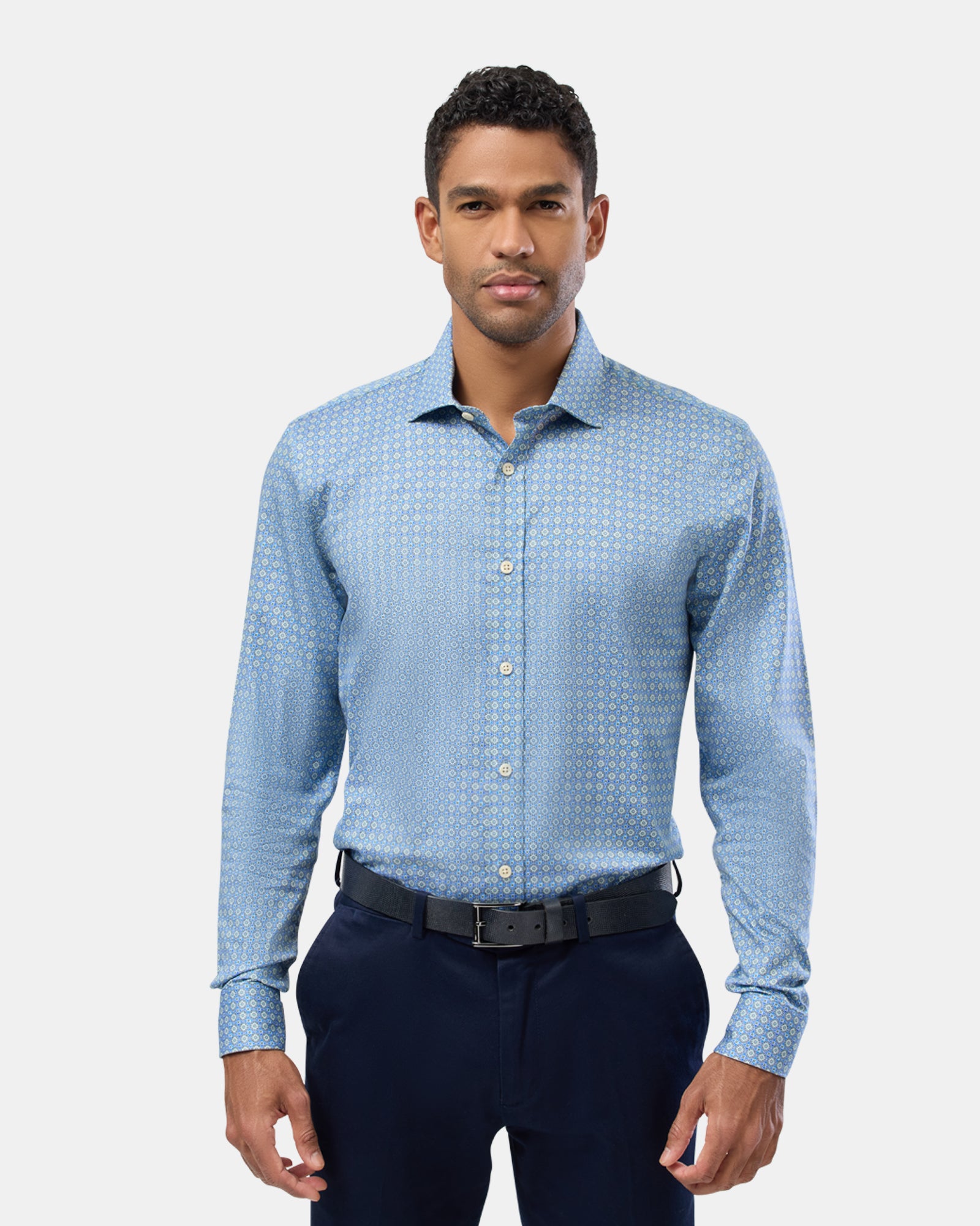 Circle Motif Print Slim Fit Dress Shirt