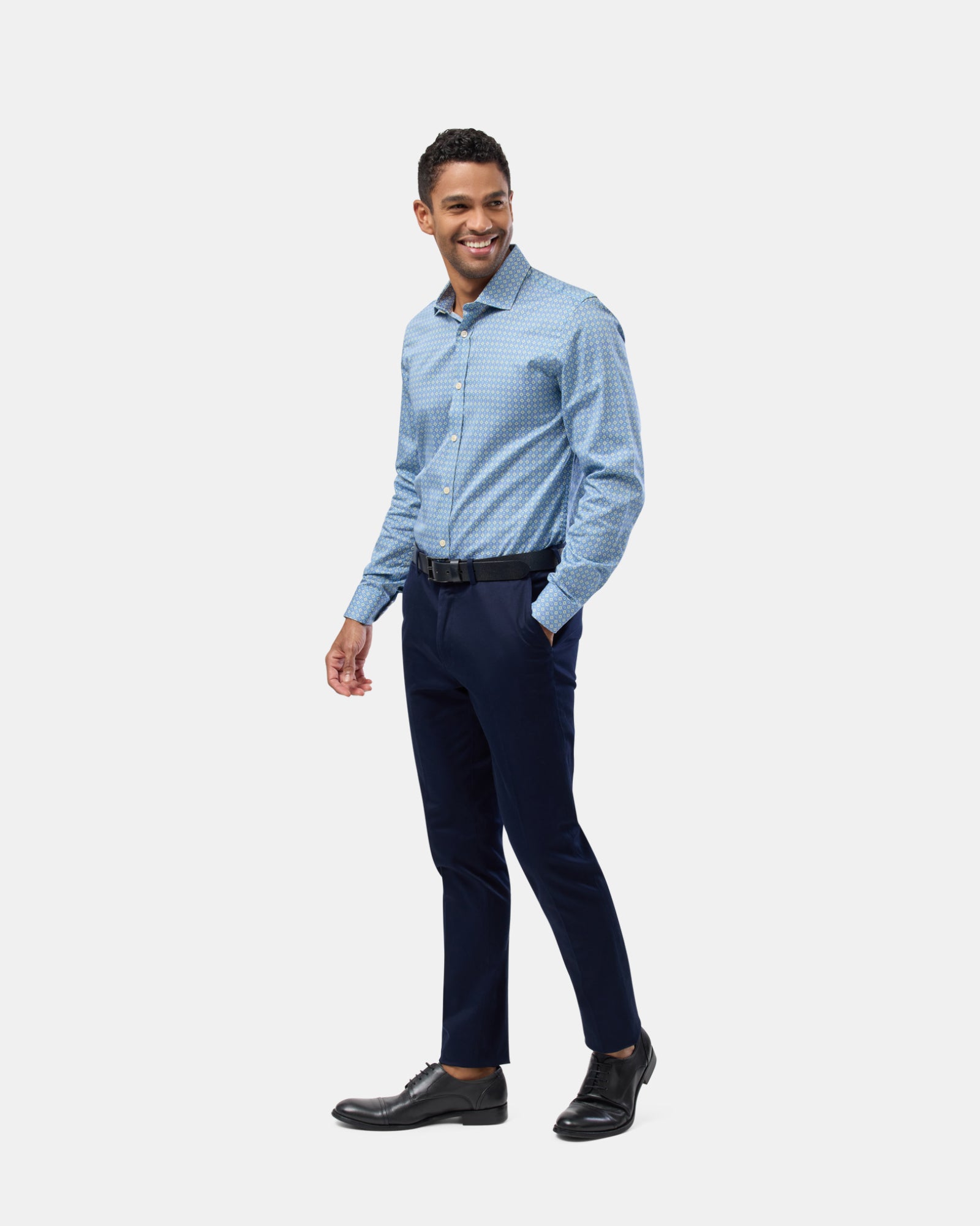 Circle Motif Print Slim Fit Dress Shirt