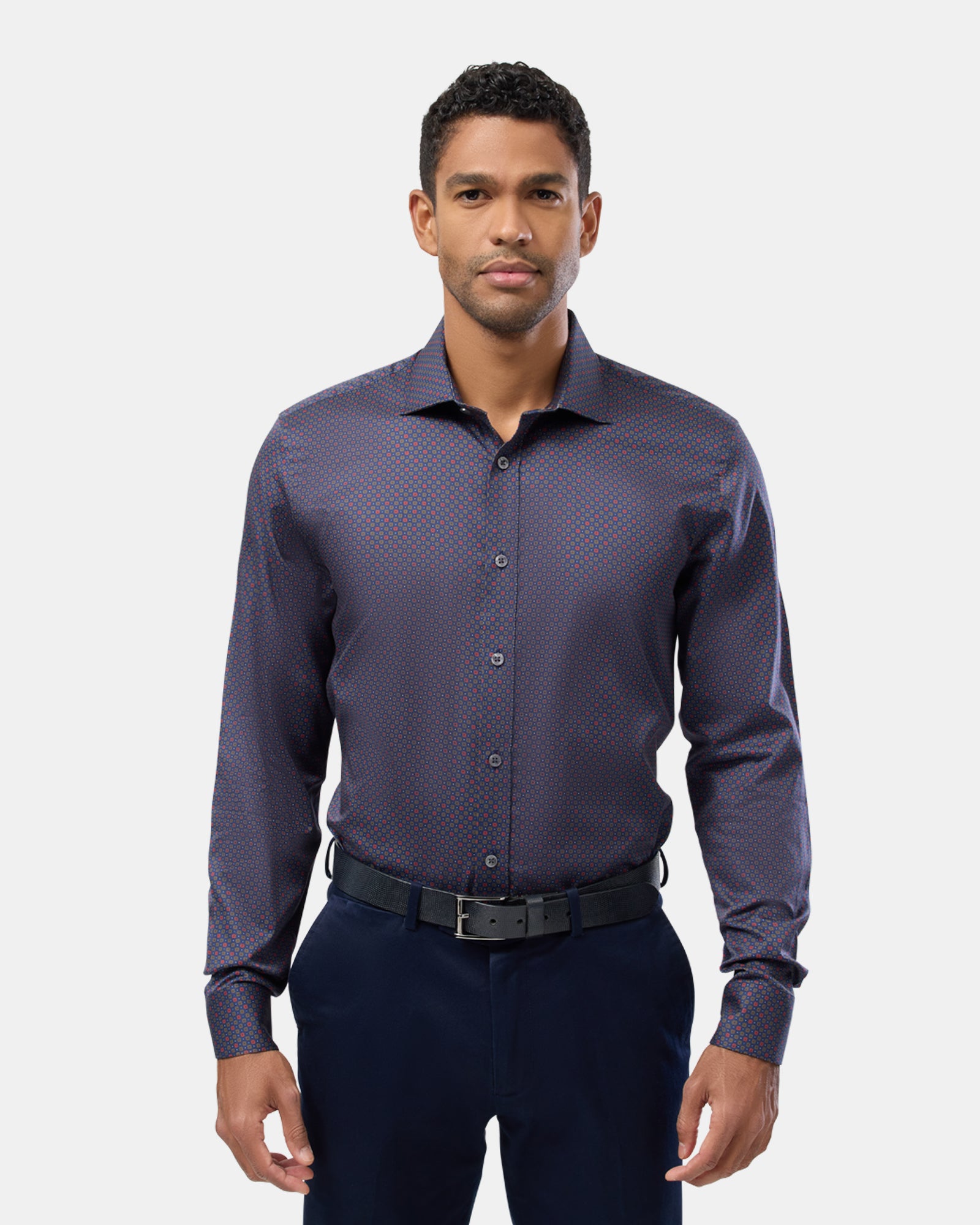 Geo Floral Print Slim Fit Dress Shirt