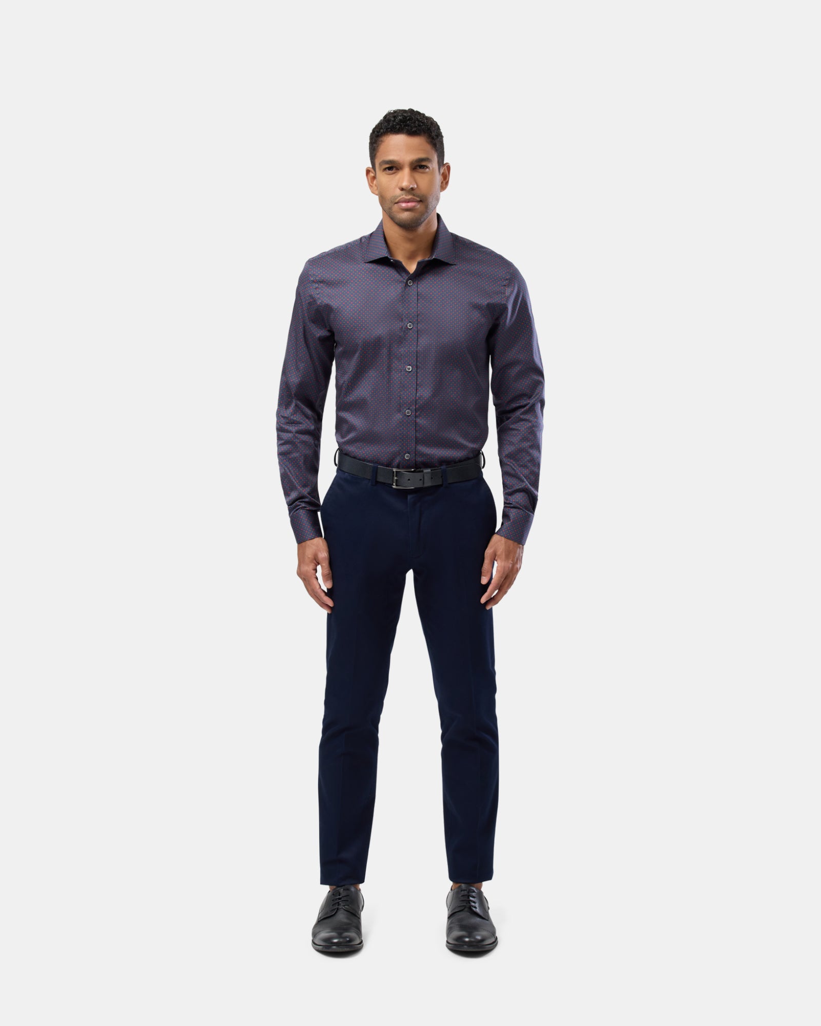 Geo Floral Print Slim Fit Dress Shirt