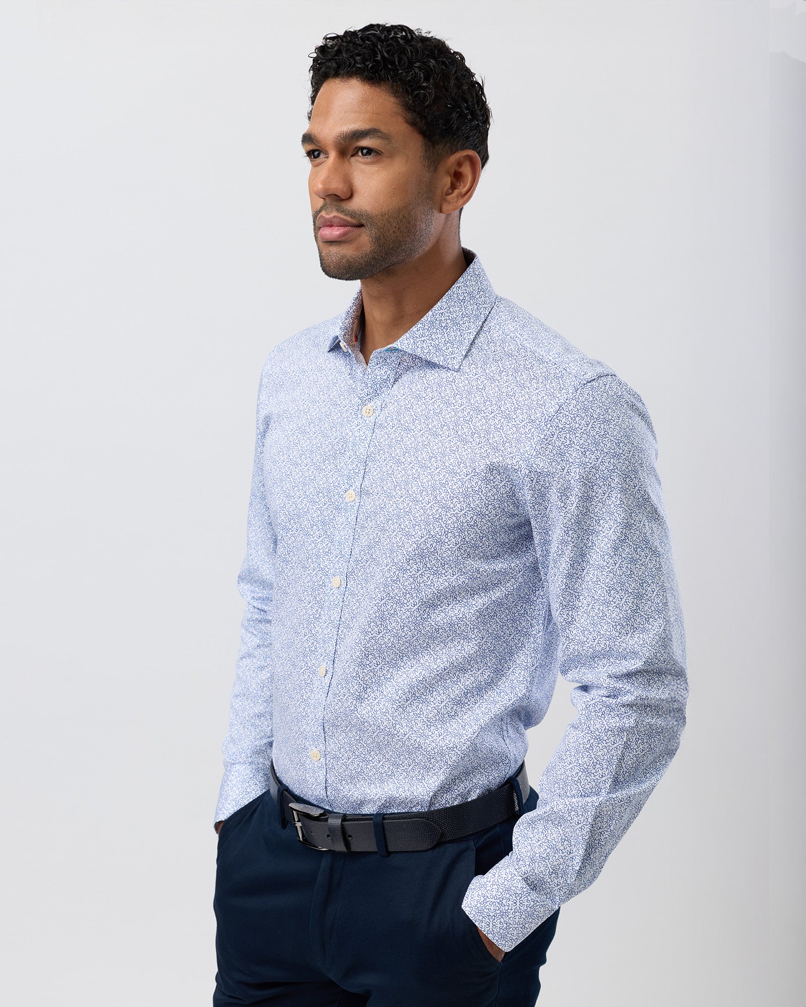 LUXE PRINT SLIM FIT BUSINESS SHIRT