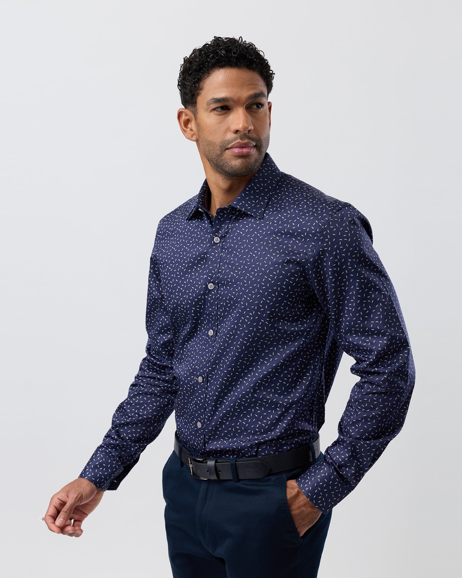 LUXE PRINT SLIM FIT BUSINESS SHIRT