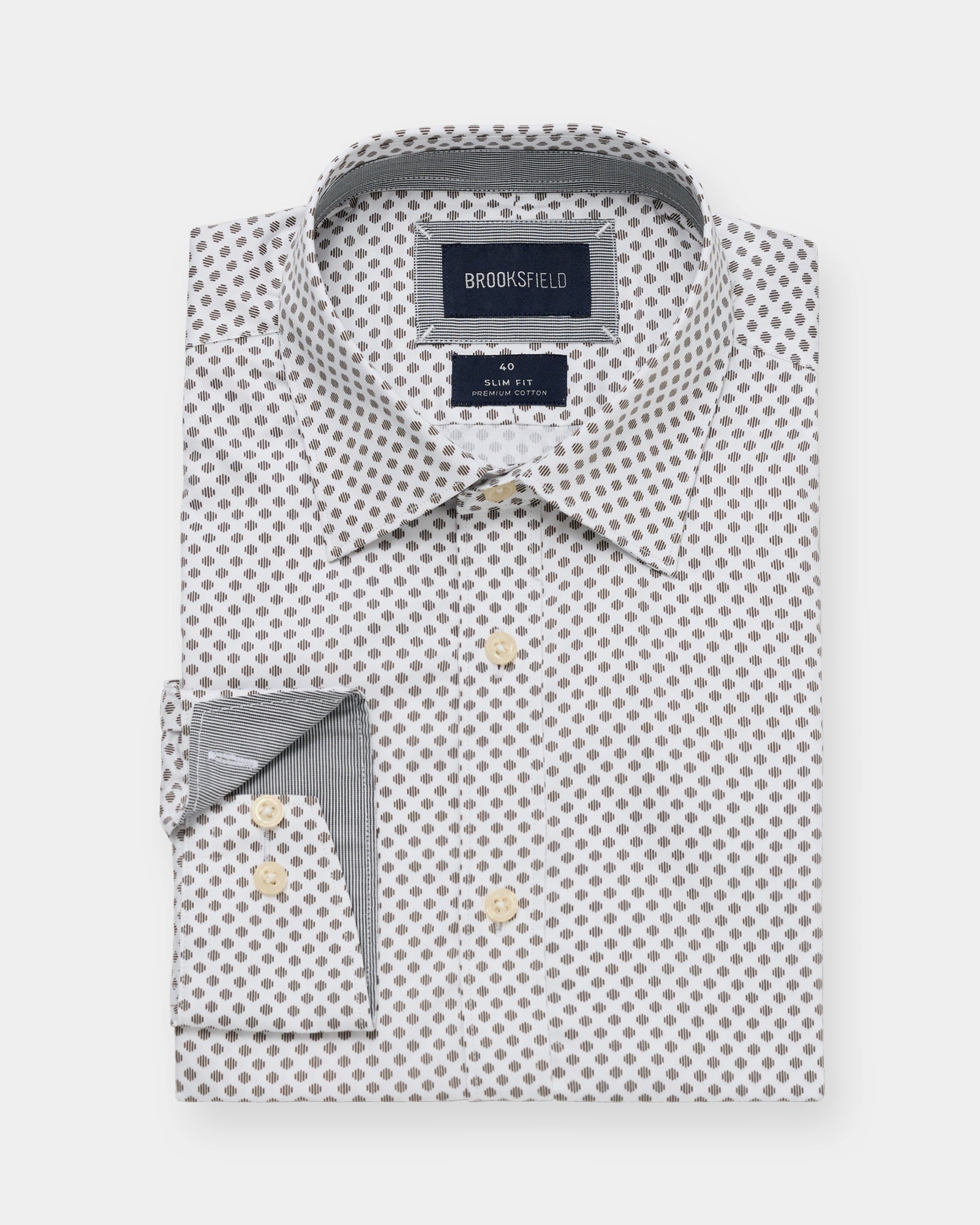 White business shirt with slight pattern from the front