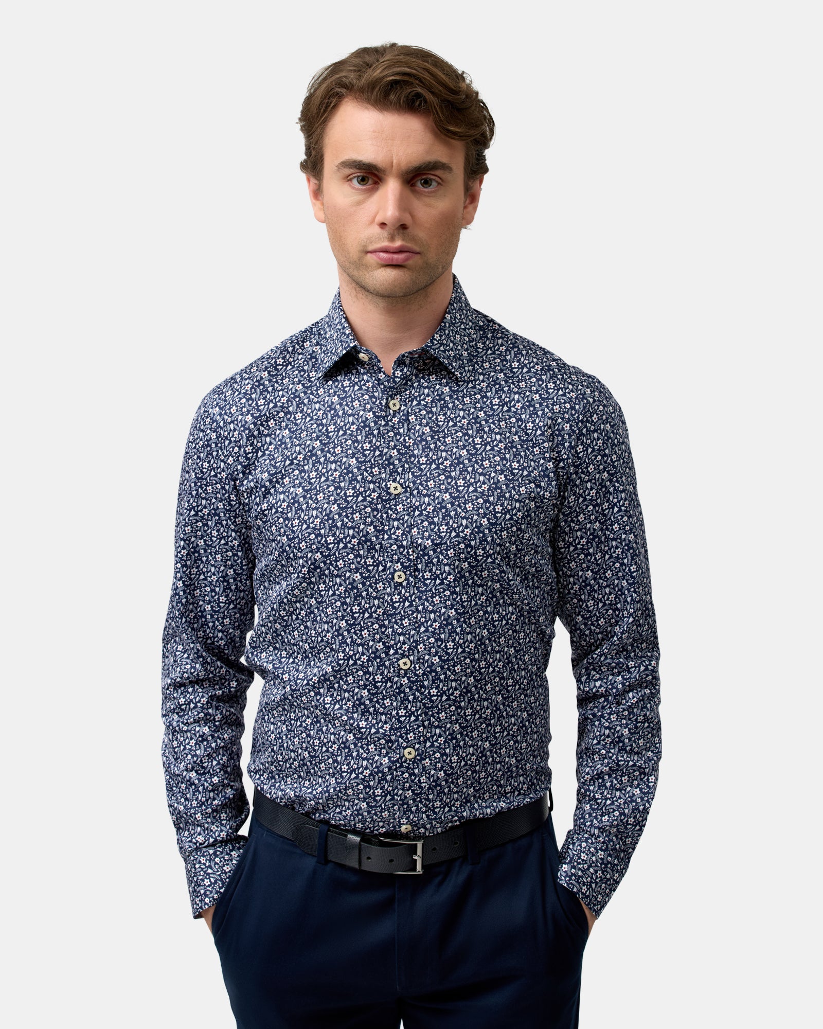 LUXE PRINT SLIM FIT BUSINESS SHIRT