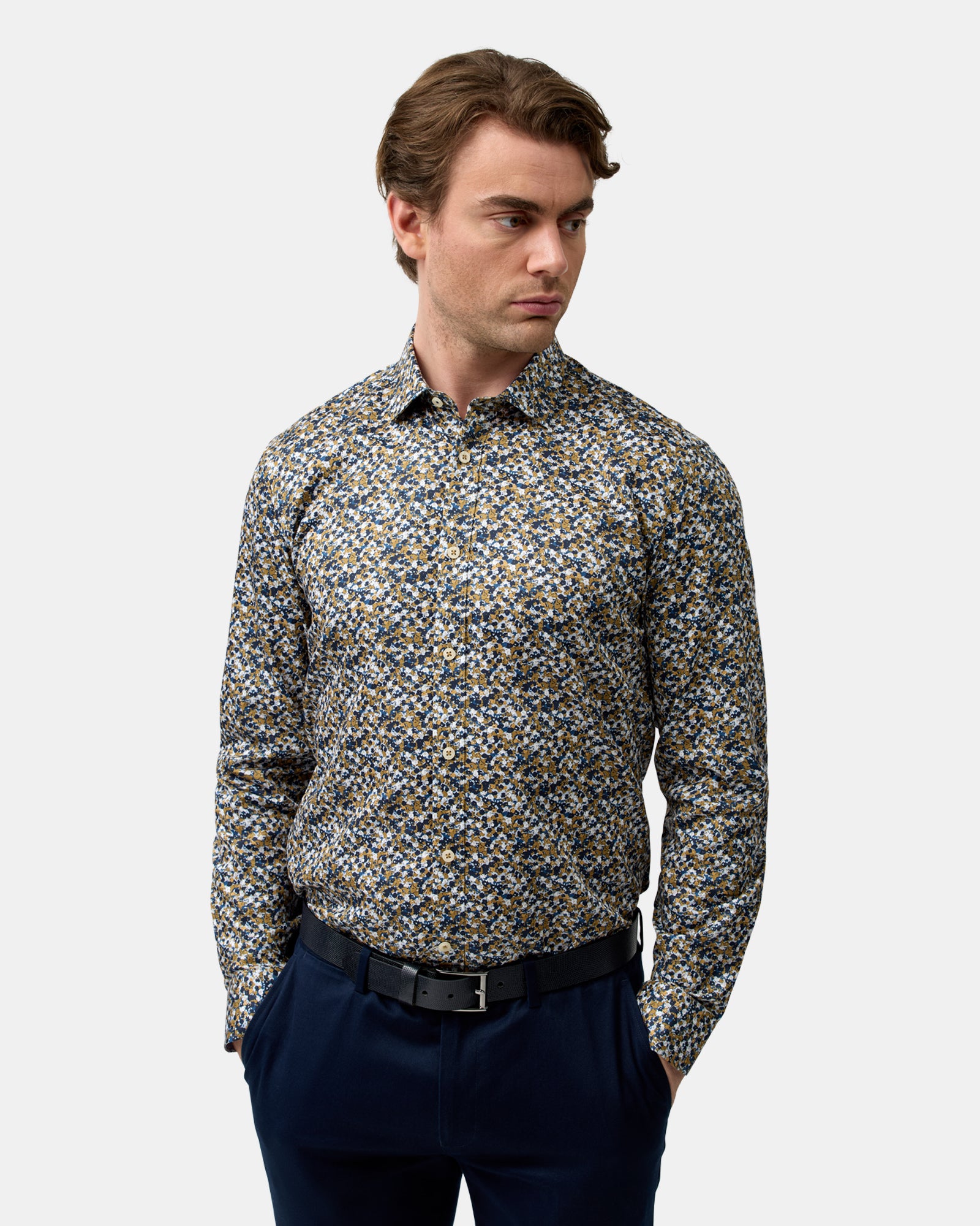 LUXE PRINT SLIM FIT BUSINESS SHIRT