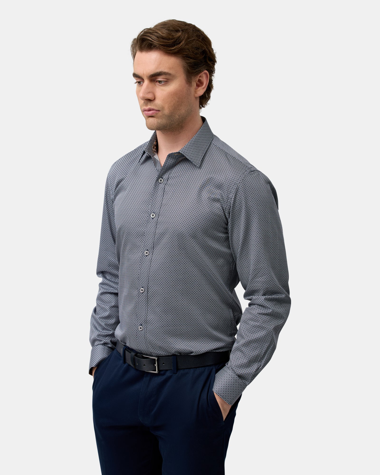 LUXE PRINT SLIM FIT BUSINESS SHIRT